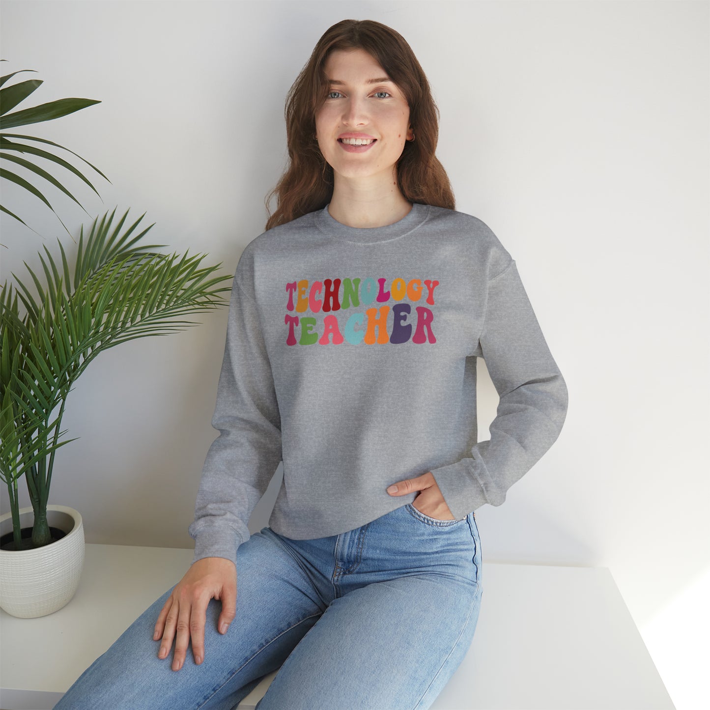 Multi-Colored Technology Teacher Lined Heavyweight Crewneck Sweatshirt