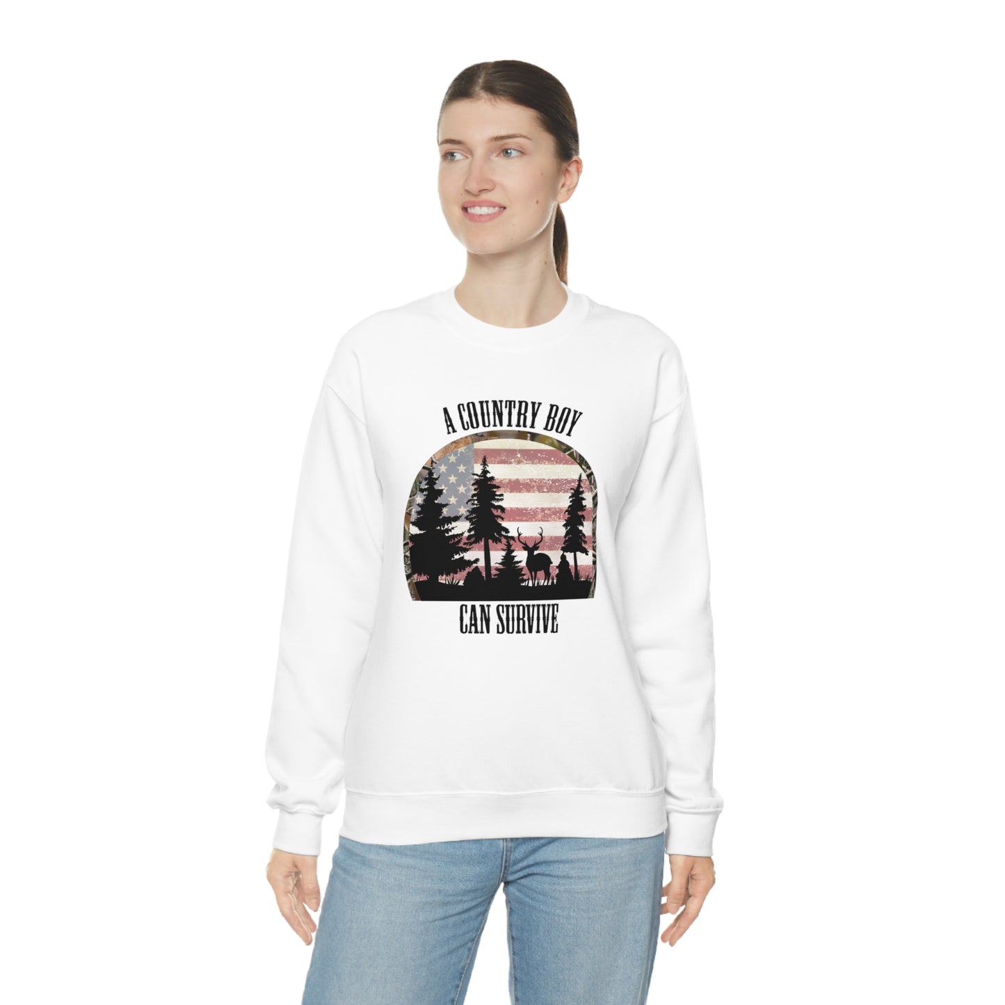 "A Country Boy Can Survive" - Unisex Heavy Blend™ Crewneck Sweatshirt