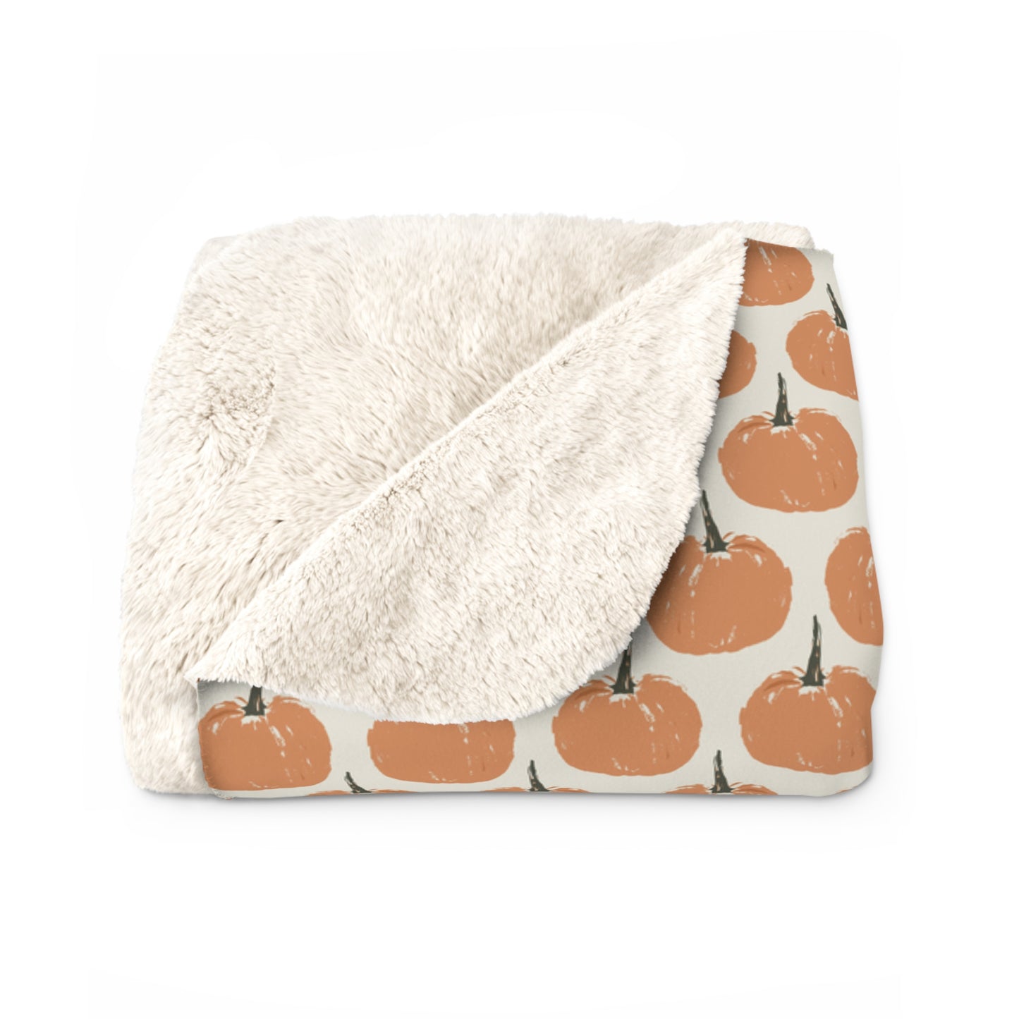 Halloween/ Fall Simple Pumpkin Cream Pattern Design Sherpa Fleece Blanket