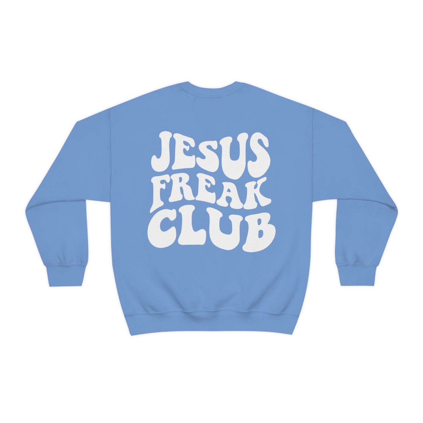 Vintage Jesus Freak Club Front & Back Design White Logo Unisex Heavy Blend™ Crewneck Sweatshirt