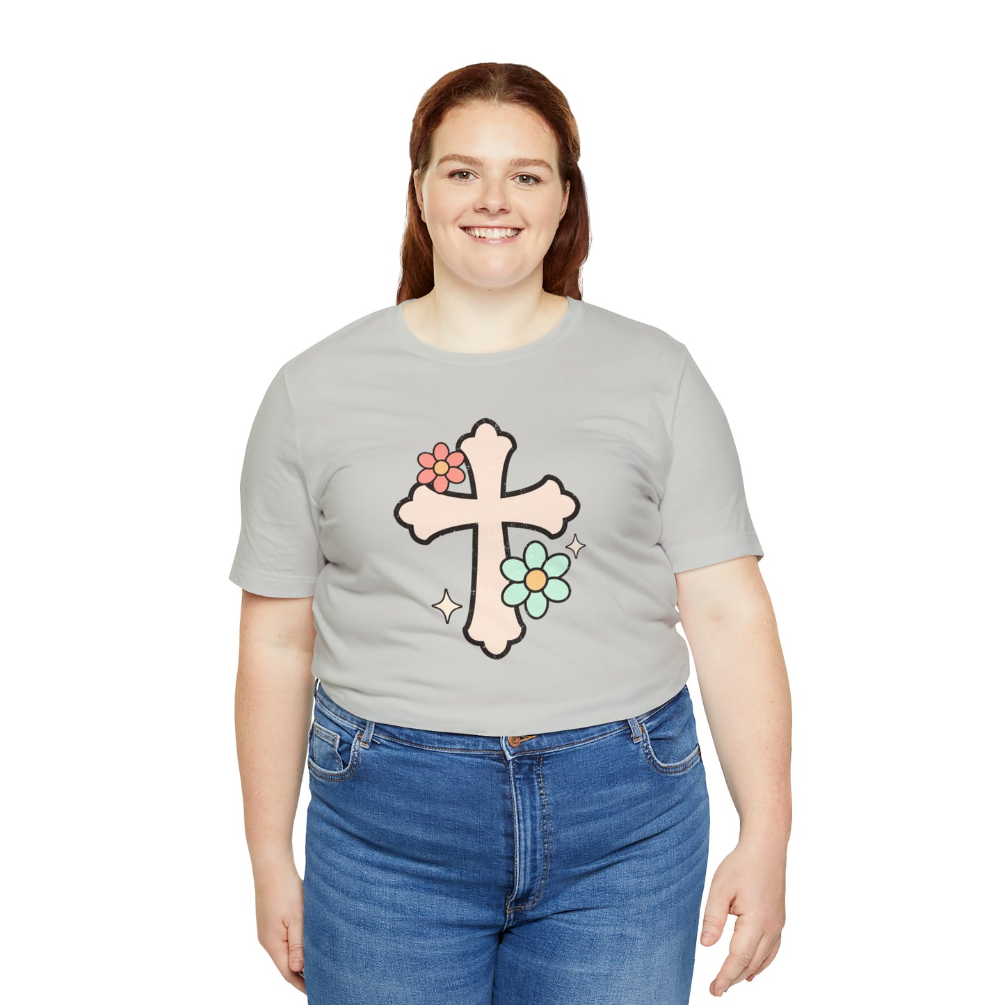 Vintage Floral Boho Cross T-Shirt