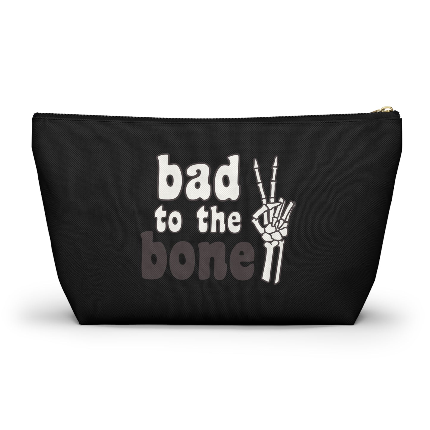 Bad to the Bone Skeleton Hand Peace Sign Accessory Pouch w T-bottom