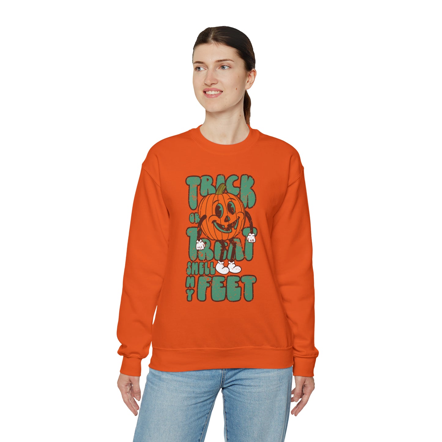 Distressed Trick or Treat Smell My Feet Heavy Blend™ Crewneck Sweatshirt