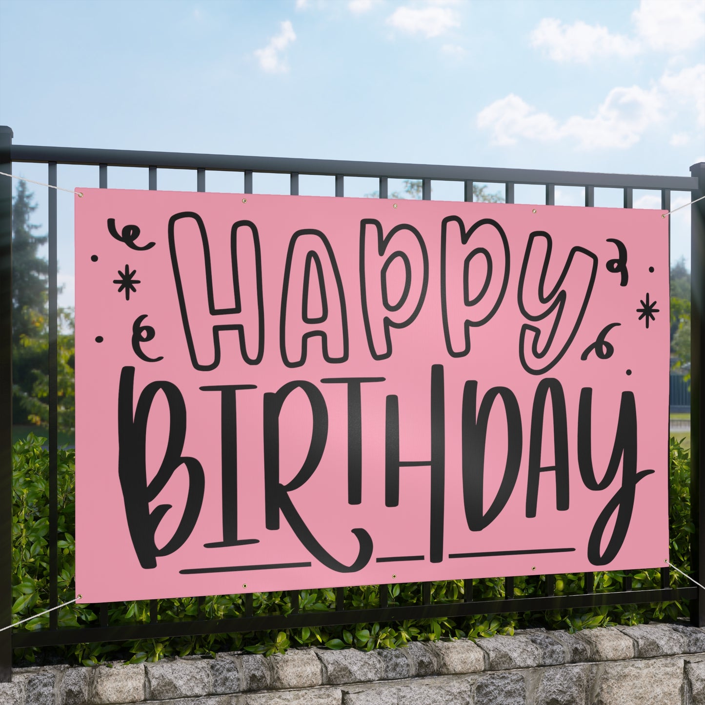 Happy Birthday Matte Banner - Pink