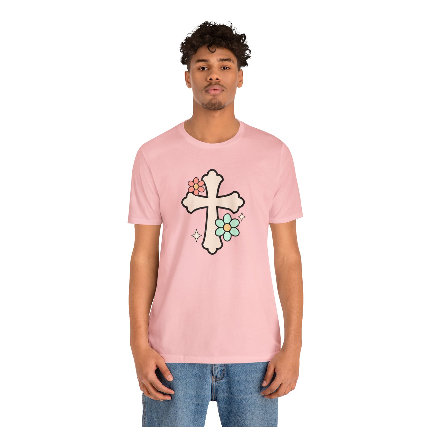 Vintage Floral Boho Cross T-Shirt