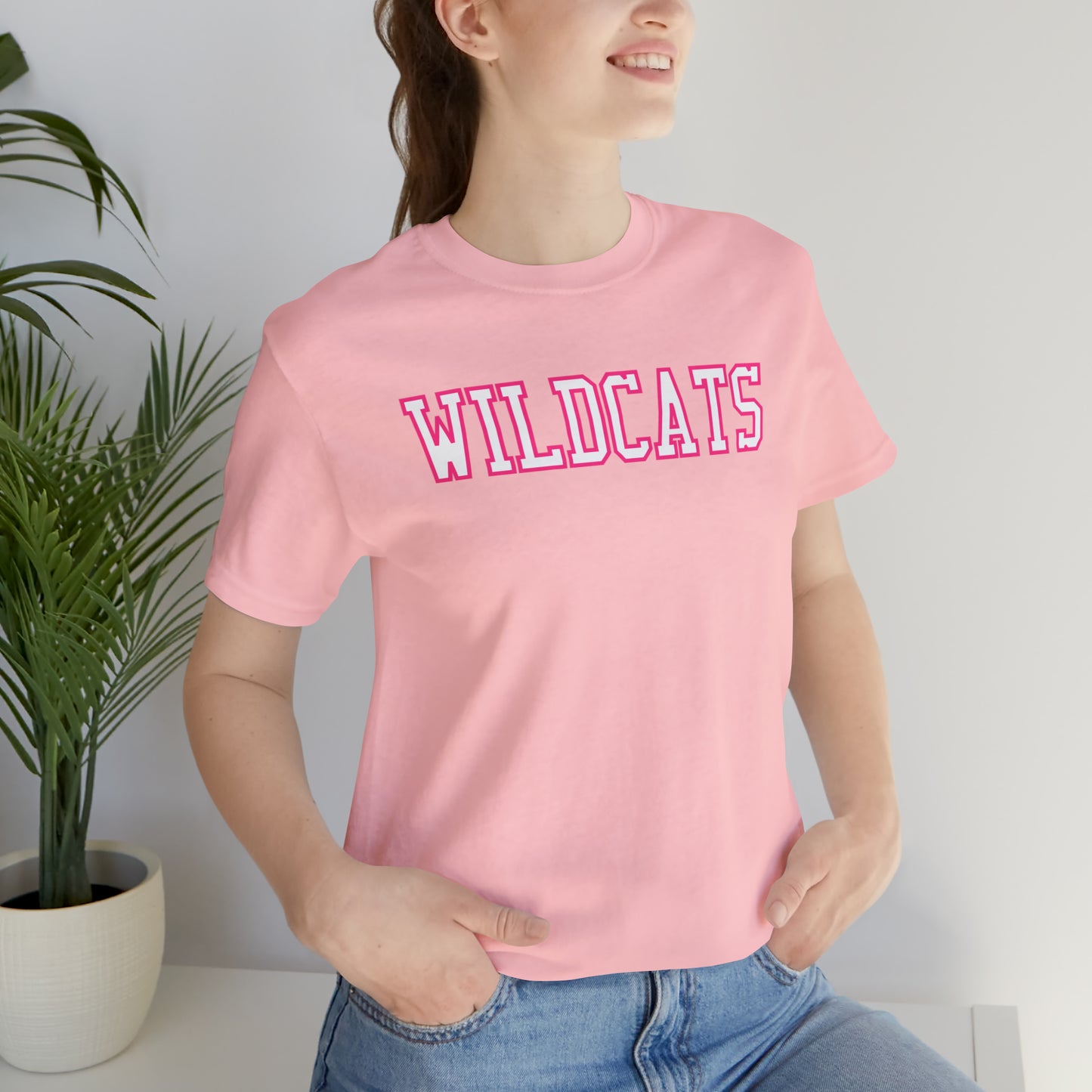 Pink Salem Wildcats Jersey Short Sleeve Tee - Green Print