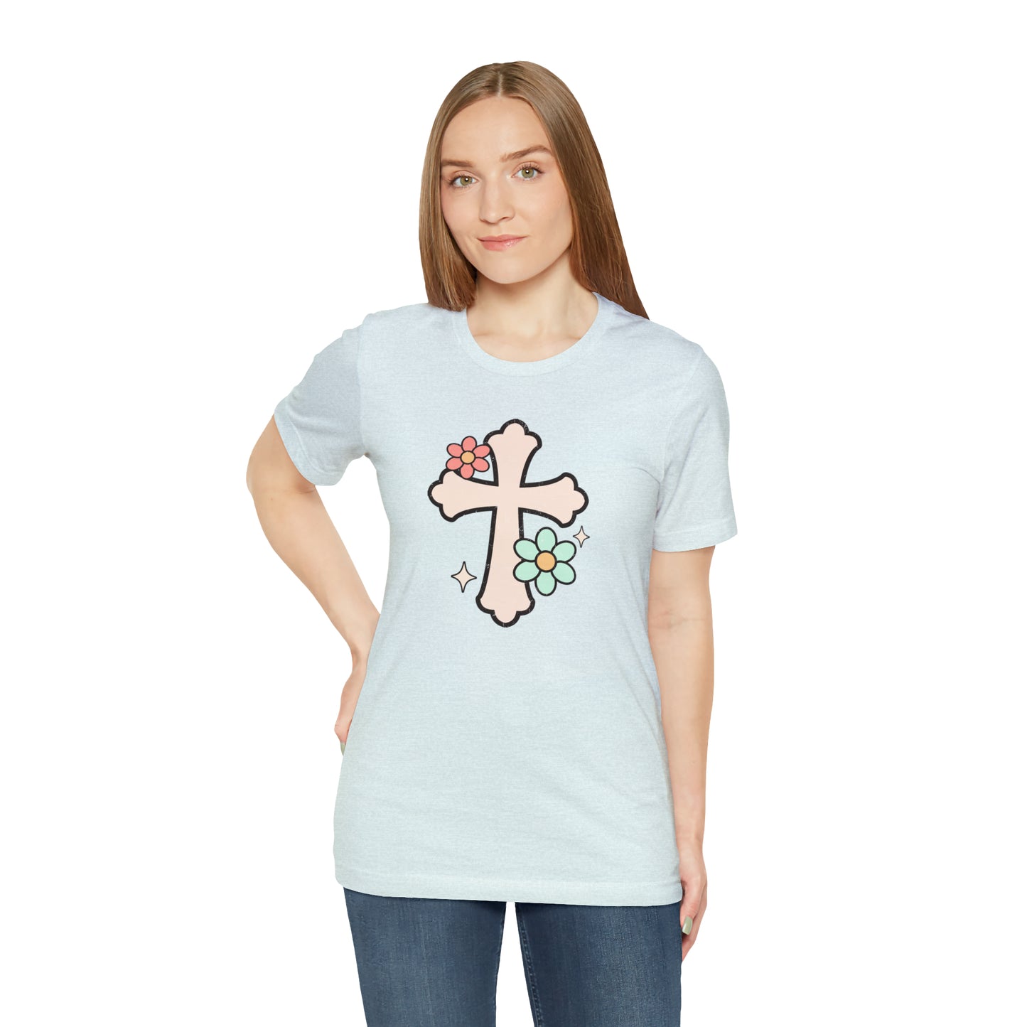 Vintage Floral Boho Cross T-Shirt