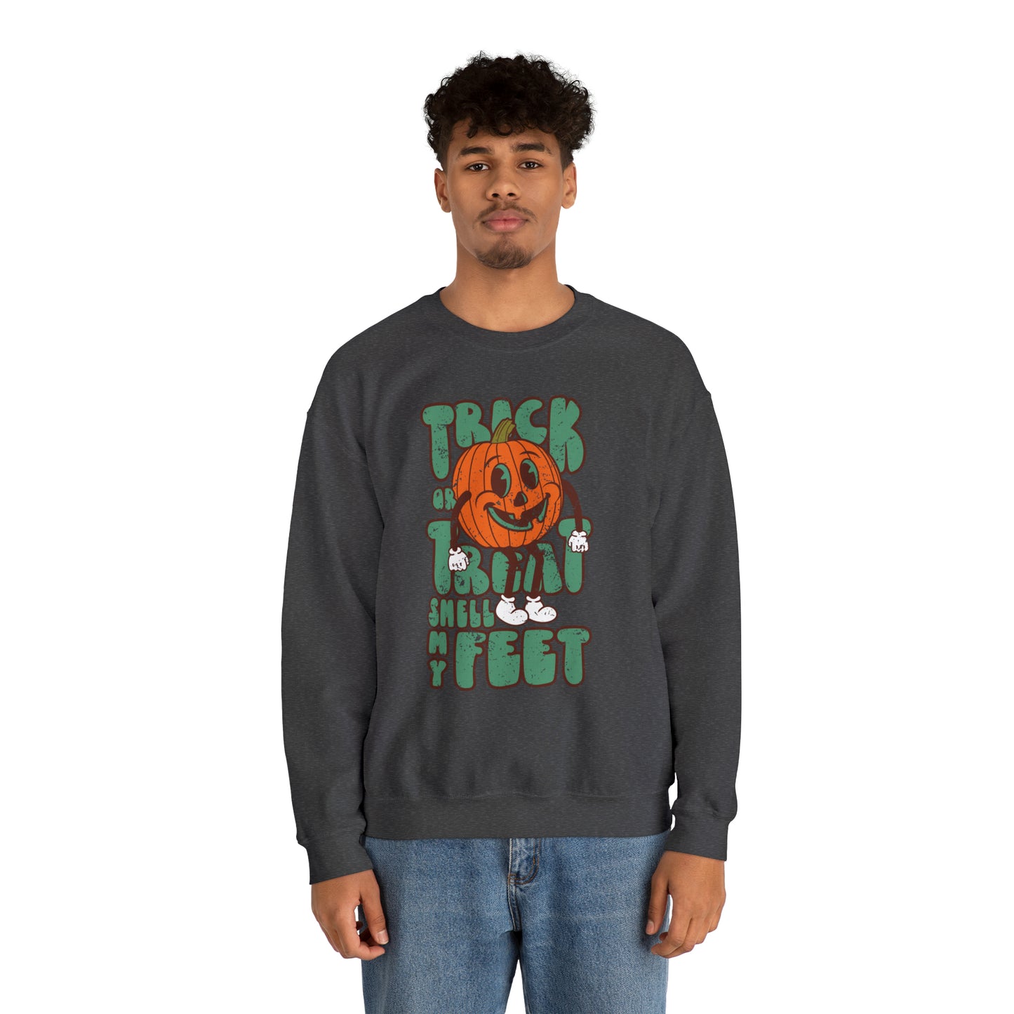 Distressed Trick or Treat Smell My Feet Heavy Blend™ Crewneck Sweatshirt