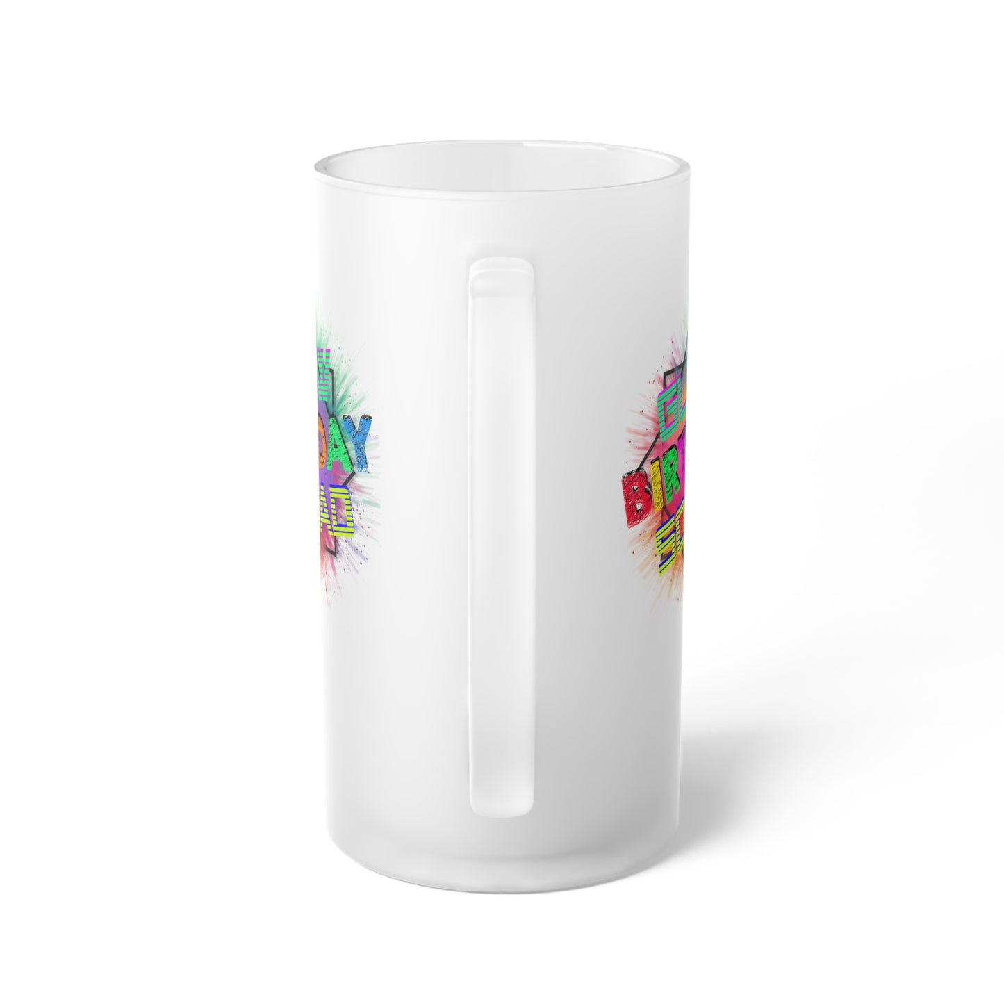 Glow Birthday Squad Frosted Glass Beer Mug