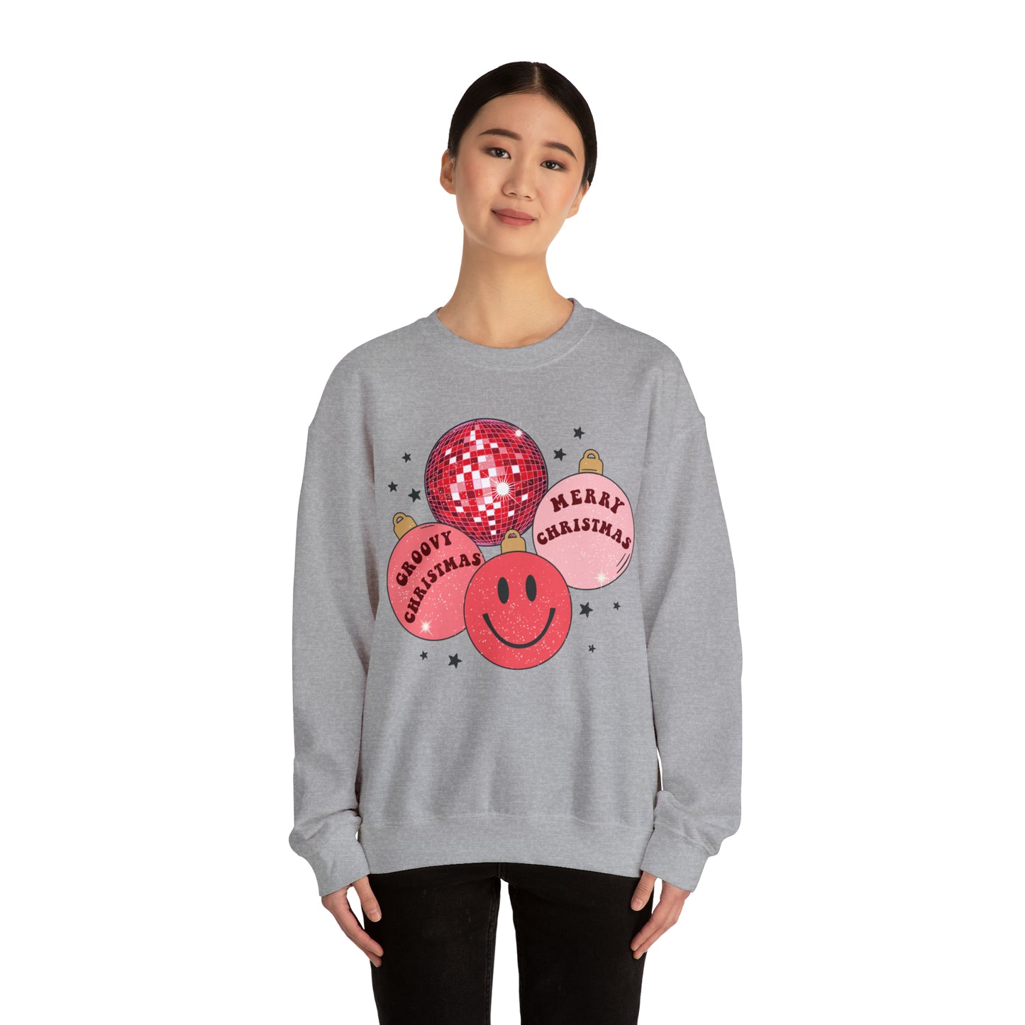 Groovy Christmas Ornaments Unisex Heavy Blend™ Crewneck Sweatshirt