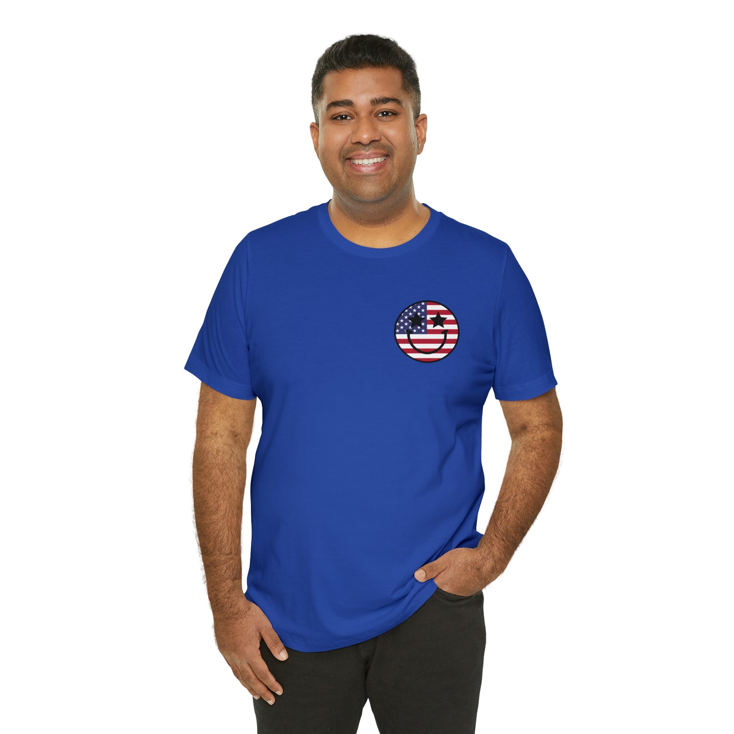 "Jesus Christ Stars and Stripes" (Front and Back Design) Unisex Jersey Short Sleeve Tee