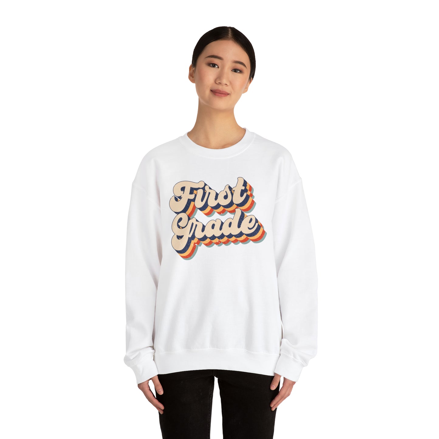 Retro 1st Grade Unisex Heavy Blend™ Crewneck Sweatshirt