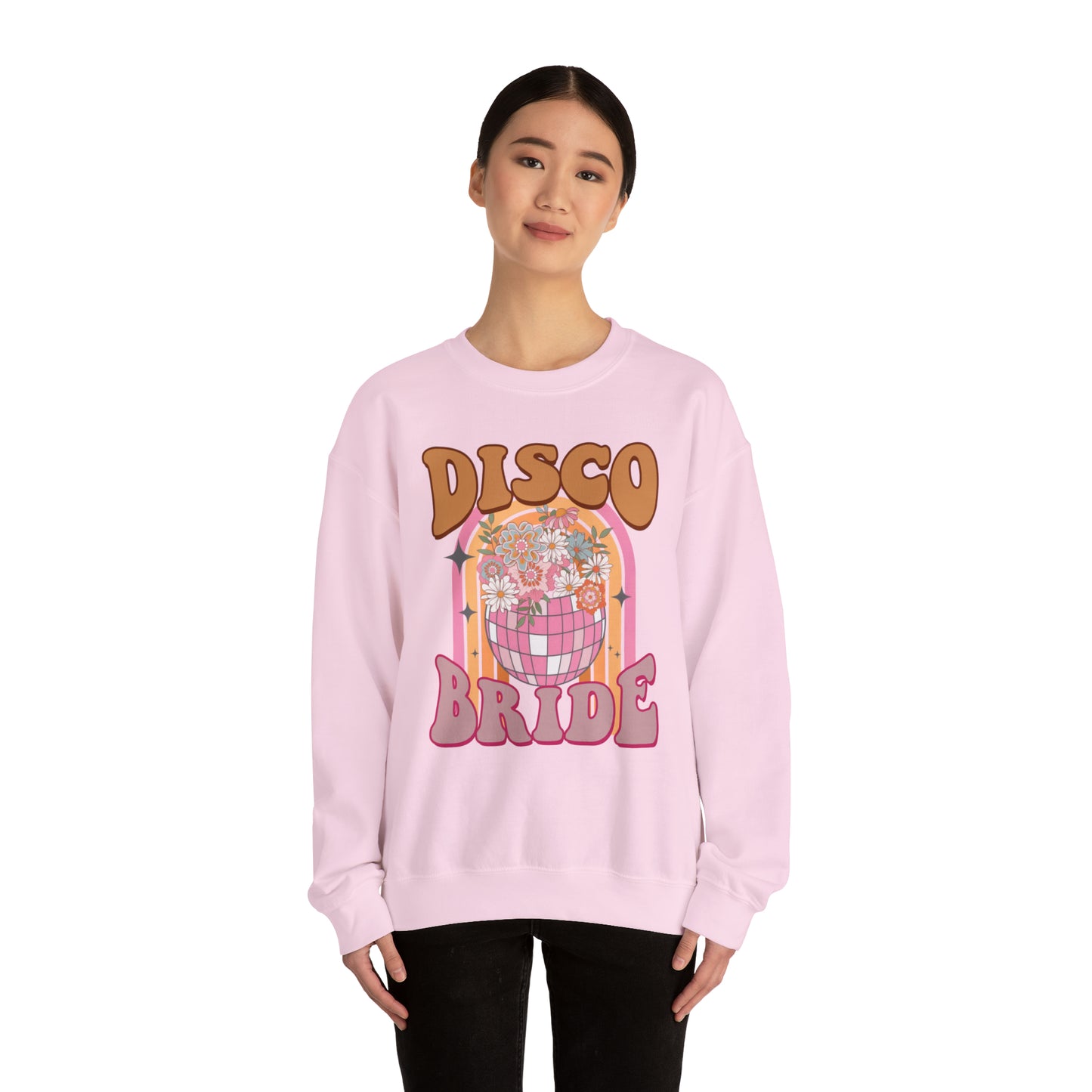 Retro Disco Bride Mirror Ball Bride Unisex Heavy Blend™ Crewneck Sweatshirt