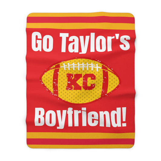 Go Taylor's Boyfriend Football Sherpa Fleece Blanket - Red