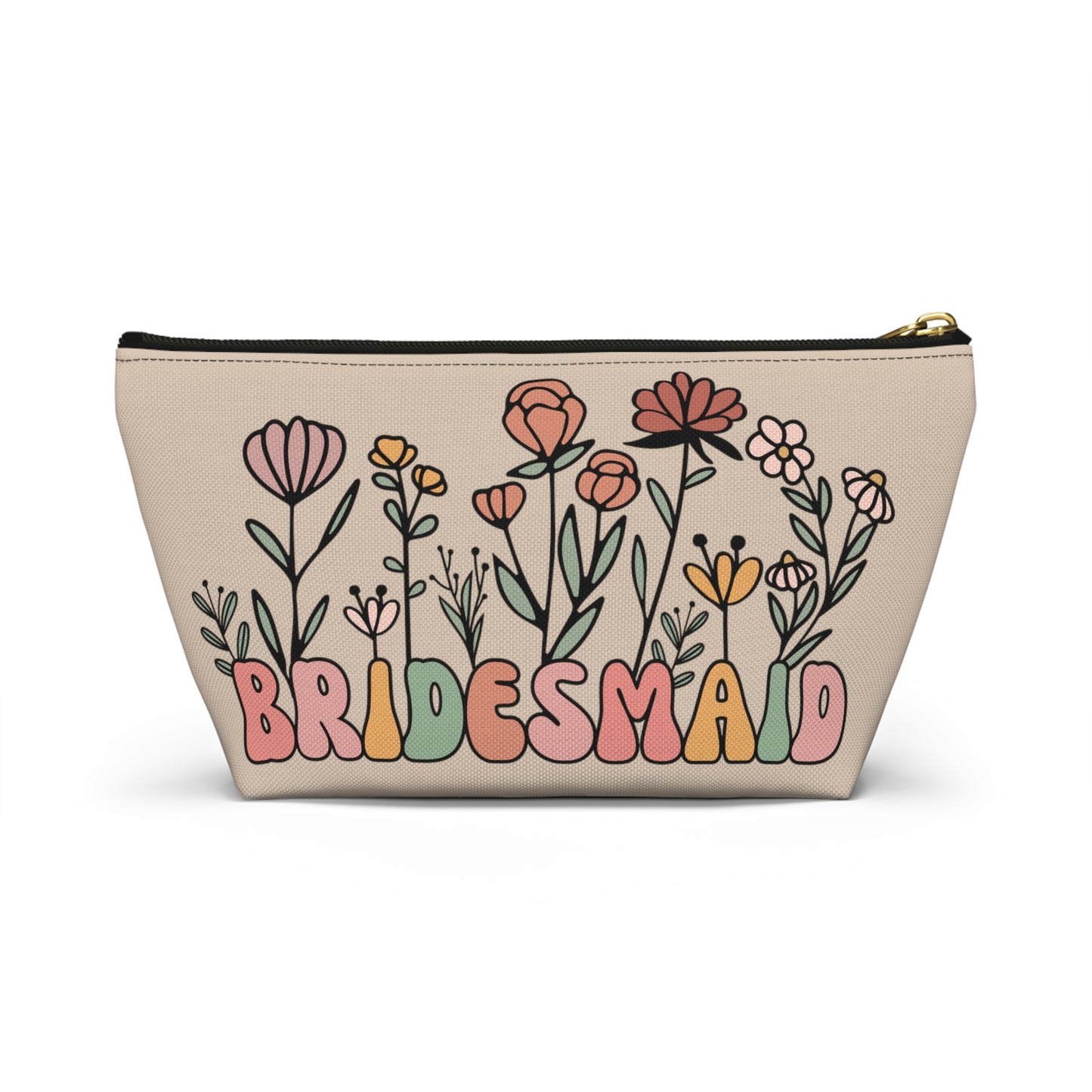 Retro Boho Bridesmaid Floral Print Design  Accessory Pouch w T-bottom