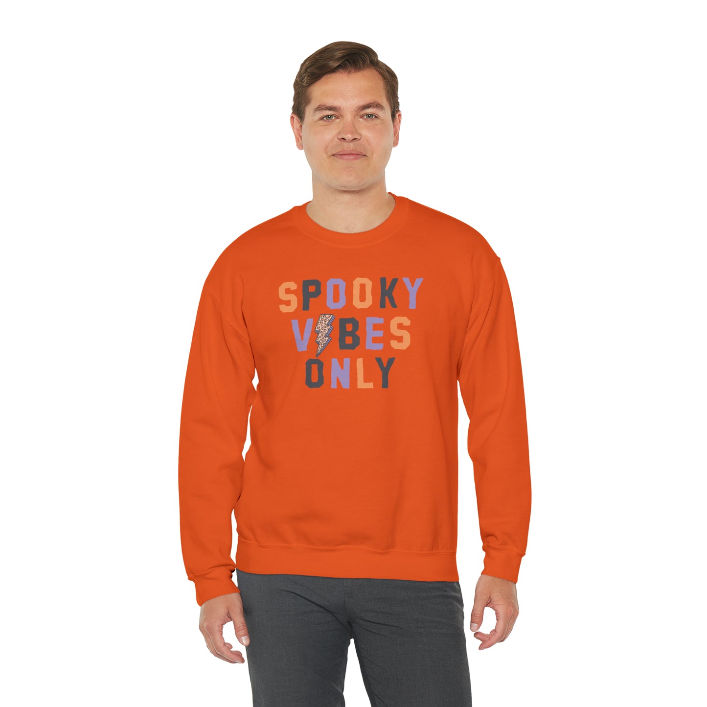 Spooky Vibes Fall Halloween Retro Warm Colored  Unisex Heavy Blend™ Crewneck Sweatshirt