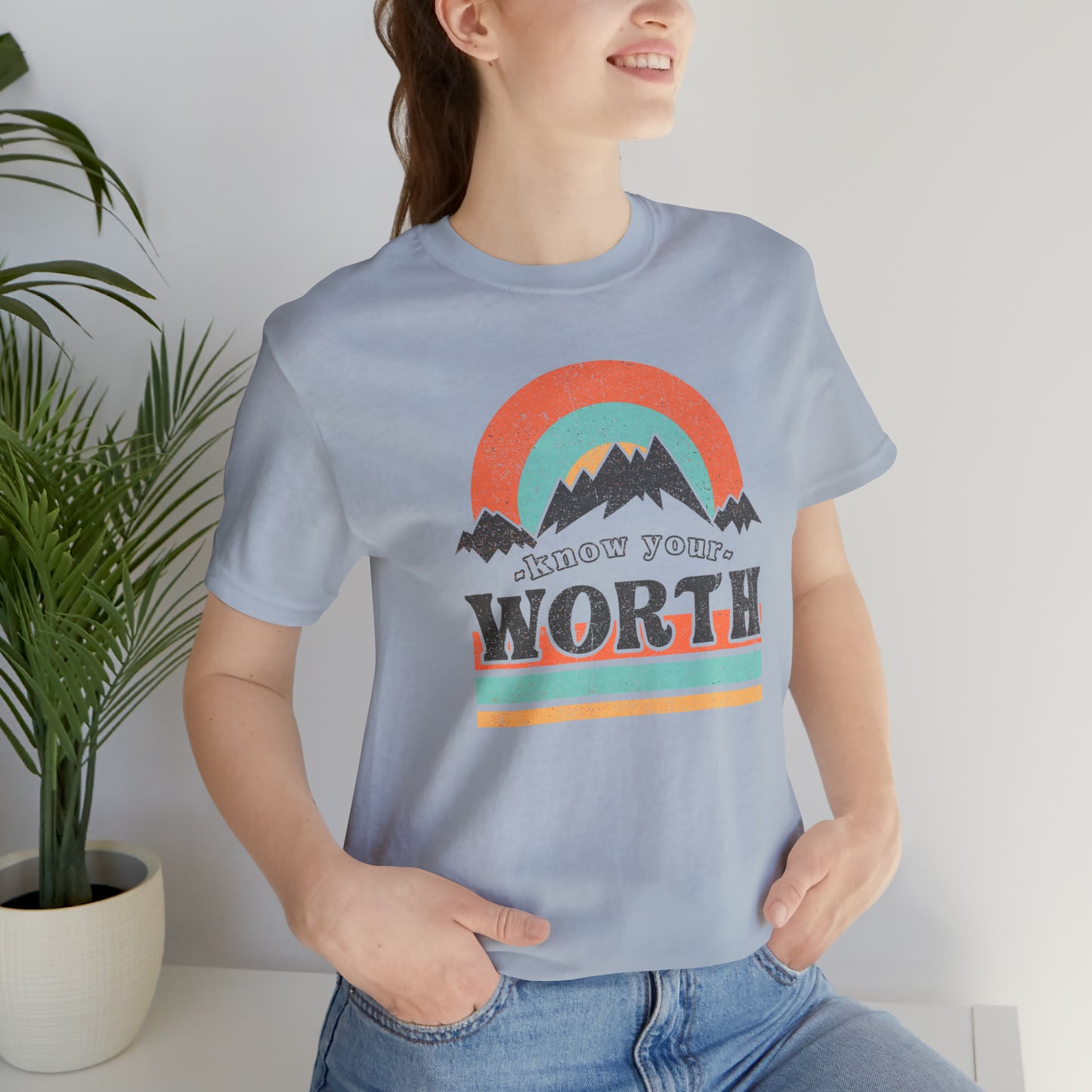 "Know Your Worth" Unisex Jersey Short Sleeve Tee