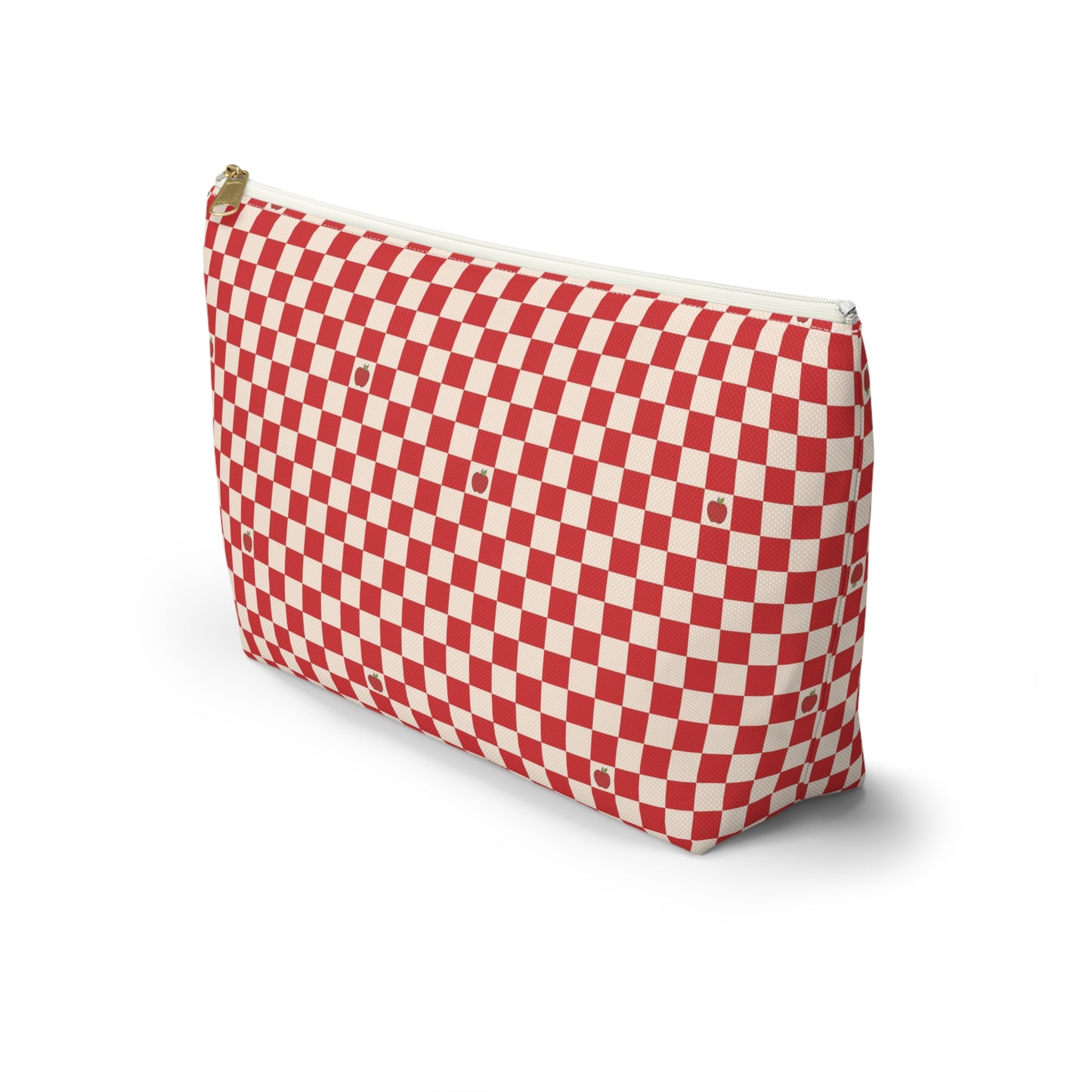 Rustic Apple Red Checkered Print Design Accessory Pouch w T-bottom