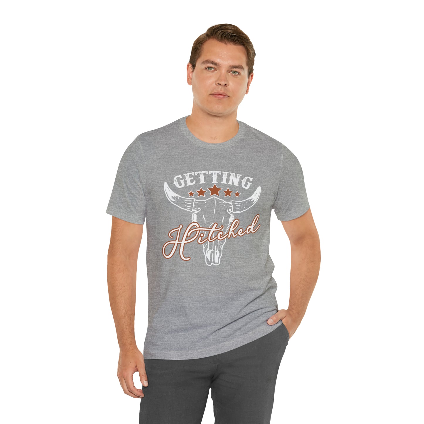 Vintage Getting Hitched Bride/ Groom T-Shirt - White Design