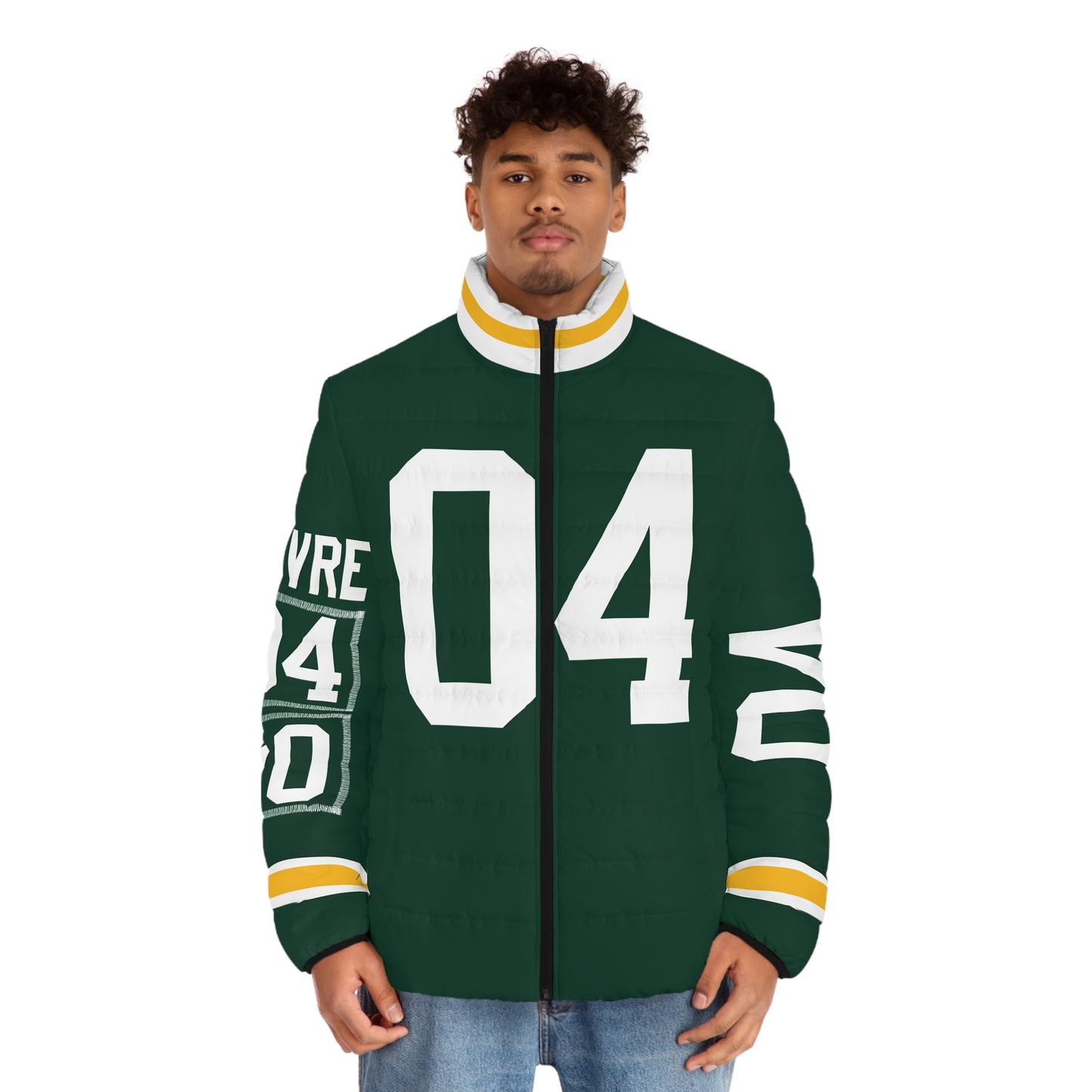 Green Bay Favre 04 Game Day Men's Puffer Coat/ Jacket