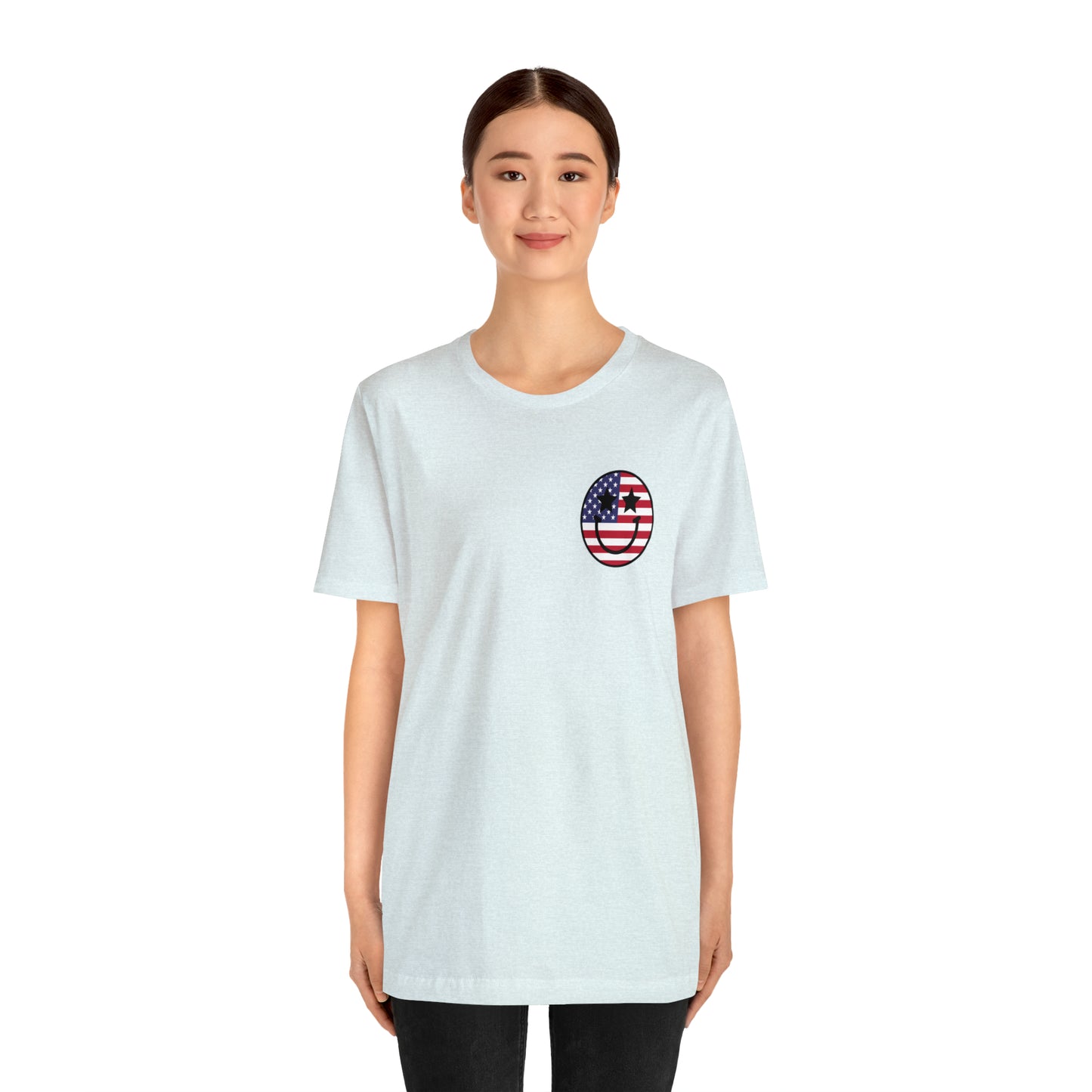 "Jesus Christ Stars and Stripes" (Front and Back Design) Unisex Jersey Short Sleeve Tee