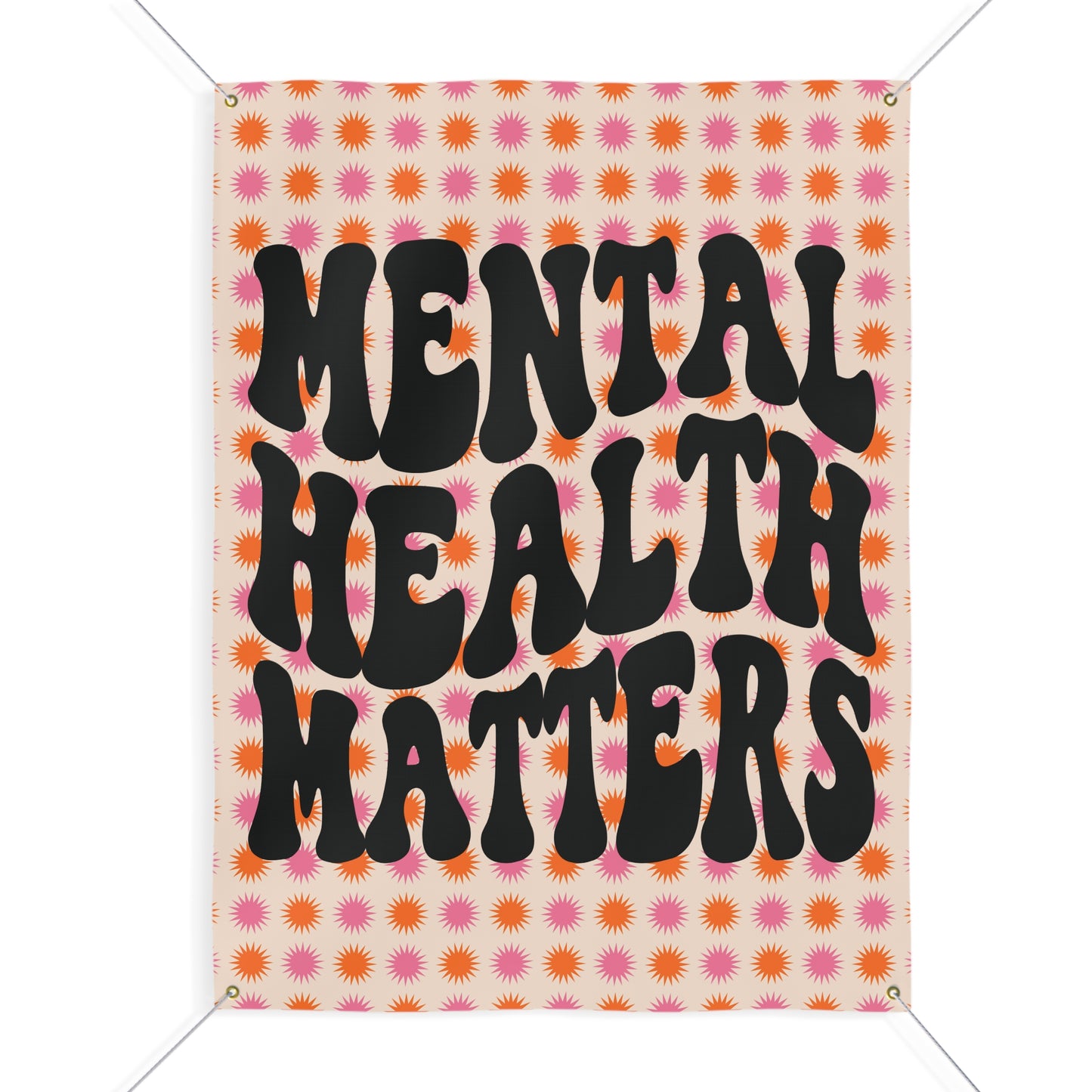 Retro Mental Health Matters Matte Banner - White