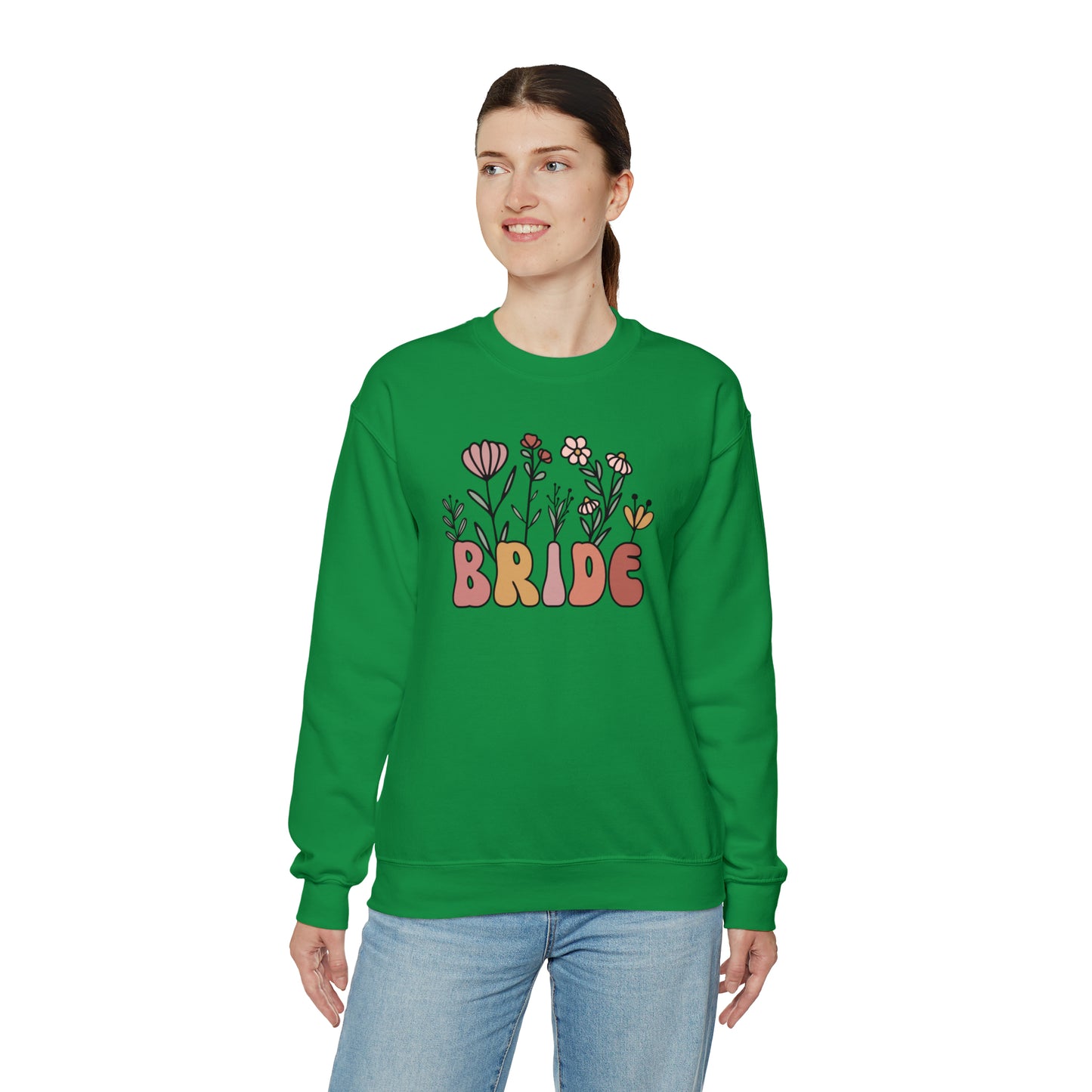 Boho Floral Bride Unisex Heavy Blend™ Crewneck Sweatshirt