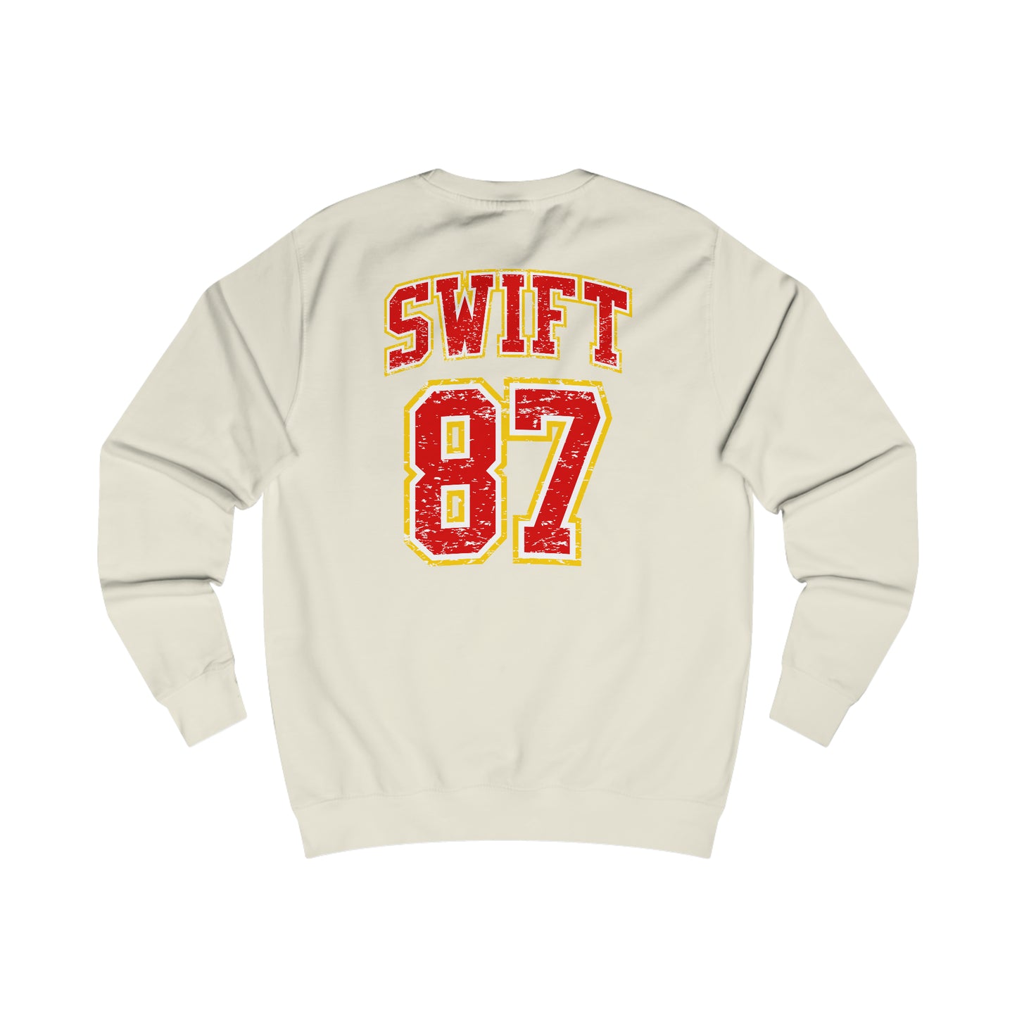 Go Taylor's Boyfriend Swift Kelce Football Shirt  with Swift 87 on back Unisex Heavy Blend™ Crewneck Sweatshirt - FRONT and BACK Design