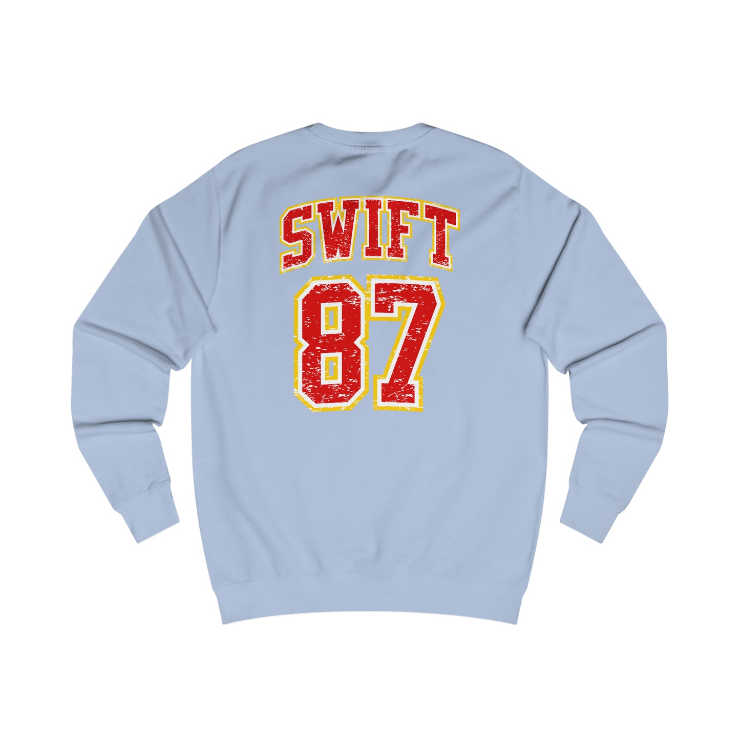 Go Taylor's Boyfriend Swift Kelce Football Shirt  with Swift 87 on back Unisex Heavy Blend™ Crewneck Sweatshirt - FRONT and BACK Design