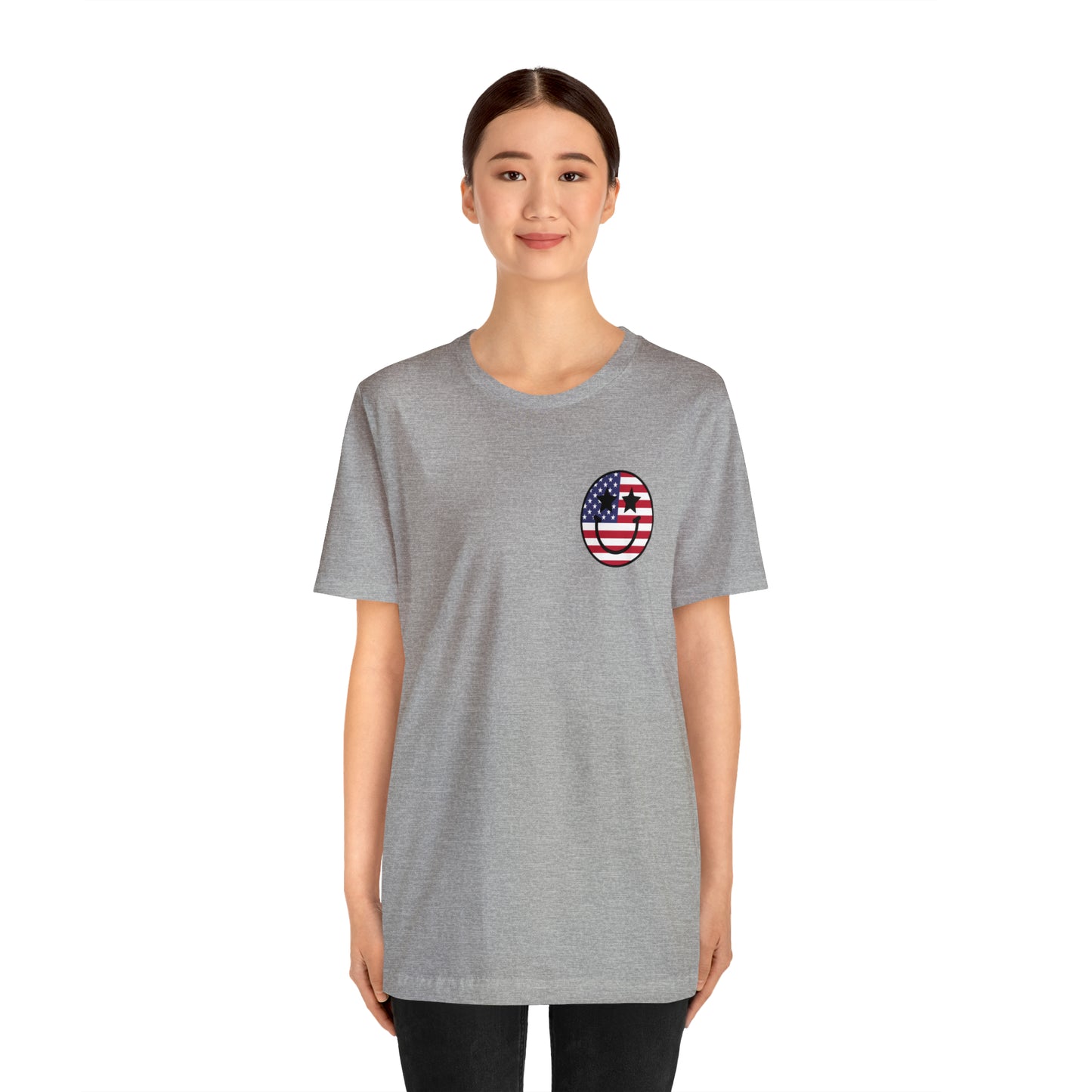 "Jesus Christ Stars and Stripes" (Front and Back Design) Unisex Jersey Short Sleeve Tee