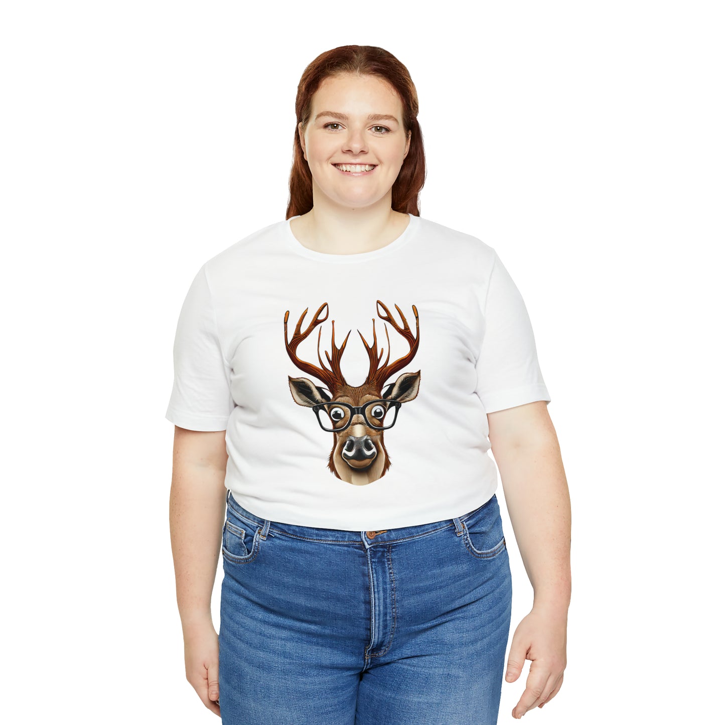 Deer/ Reindeer with Glasses Country and Christmas Unisex Jersey Short Sleeve Tee