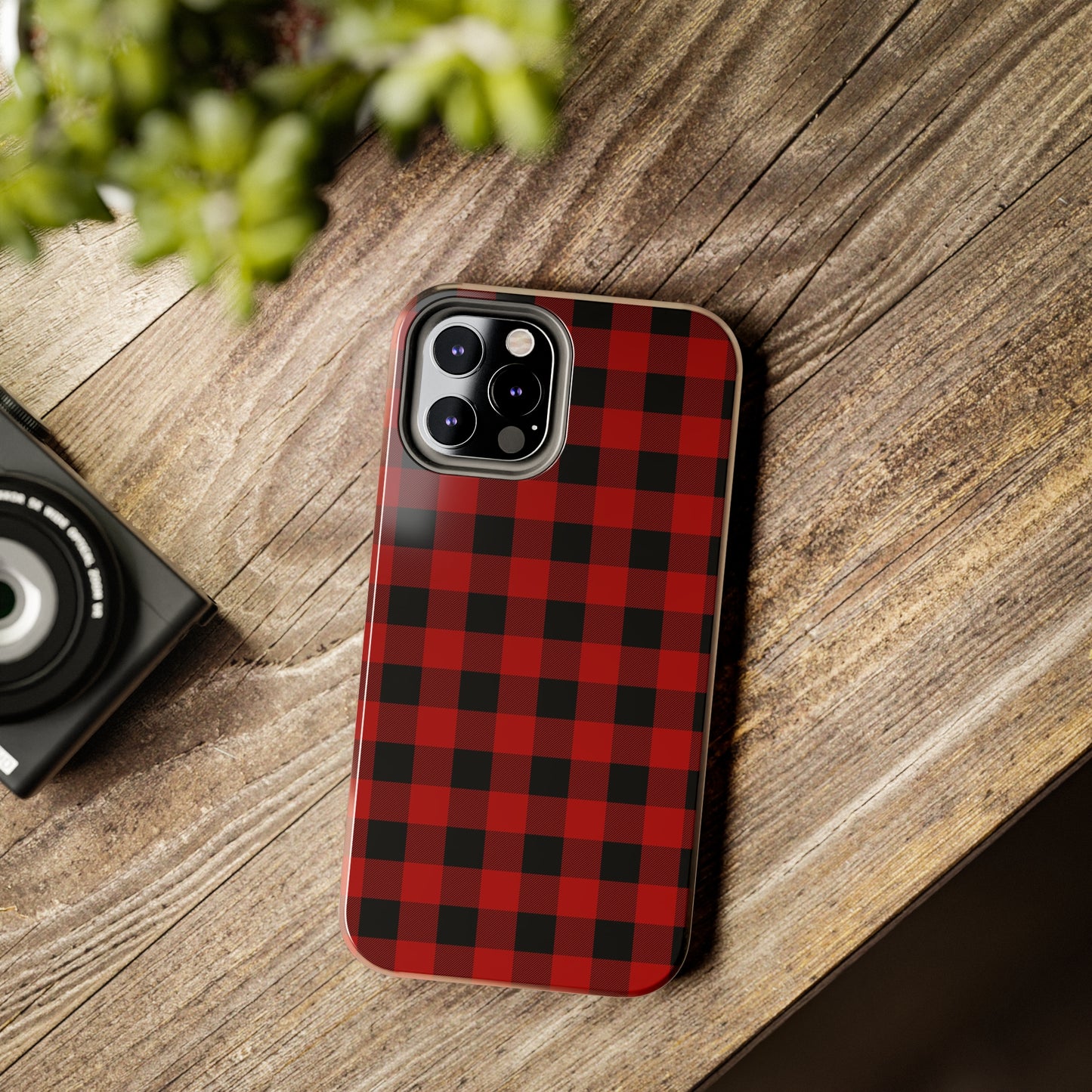 Red and Black Plaid Tough Phone Cases