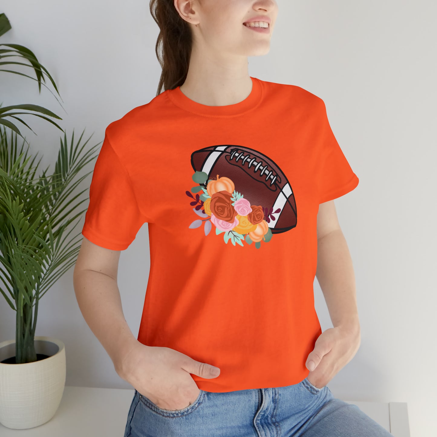 Fall Floral Football  T-Shirt