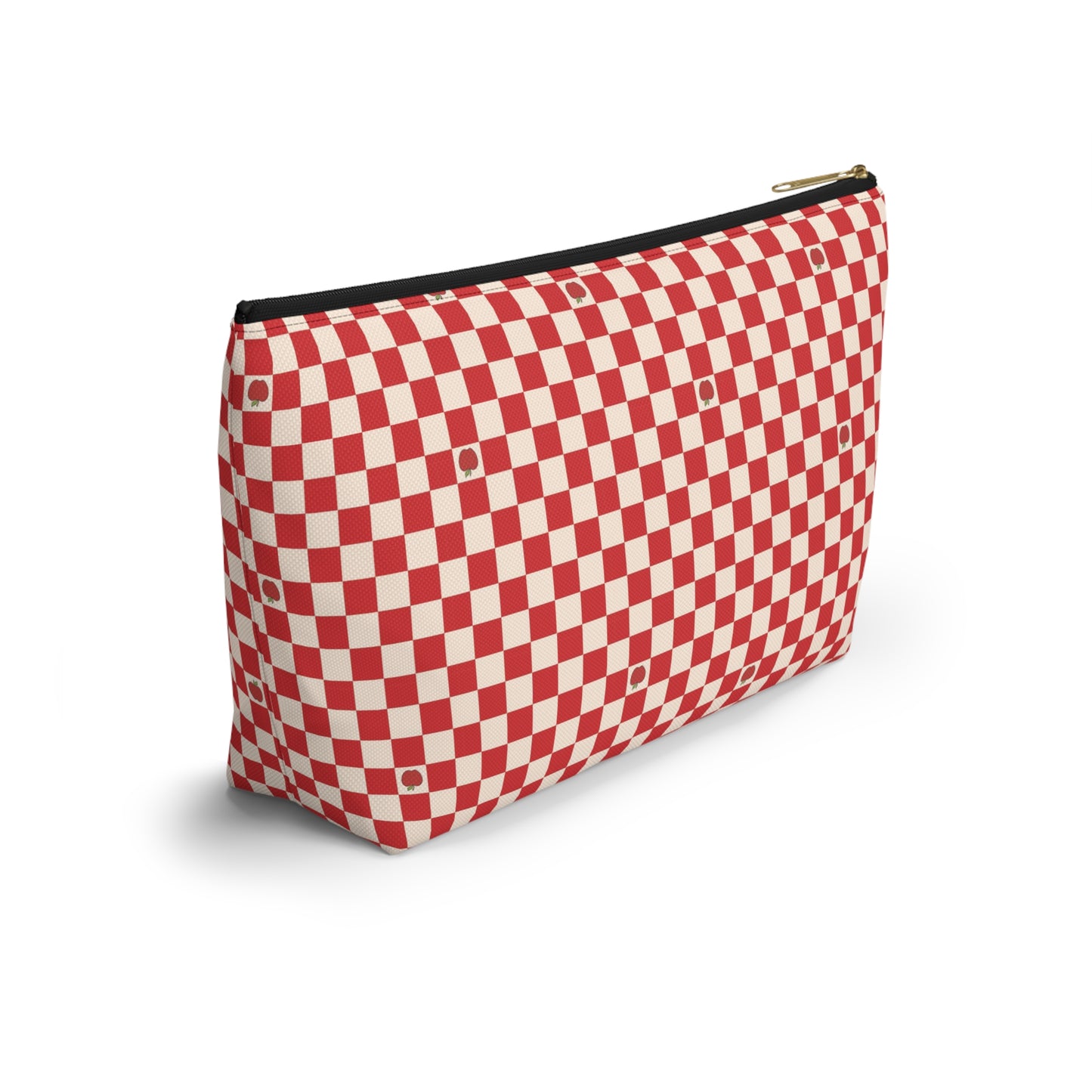 Rustic Apple Red Checkered Print Design Accessory Pouch w T-bottom