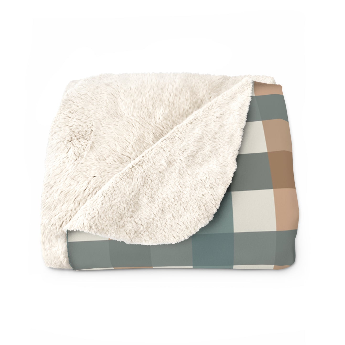 Fall Blue Plaid Pattern Design Sherpa Fleece Blanket