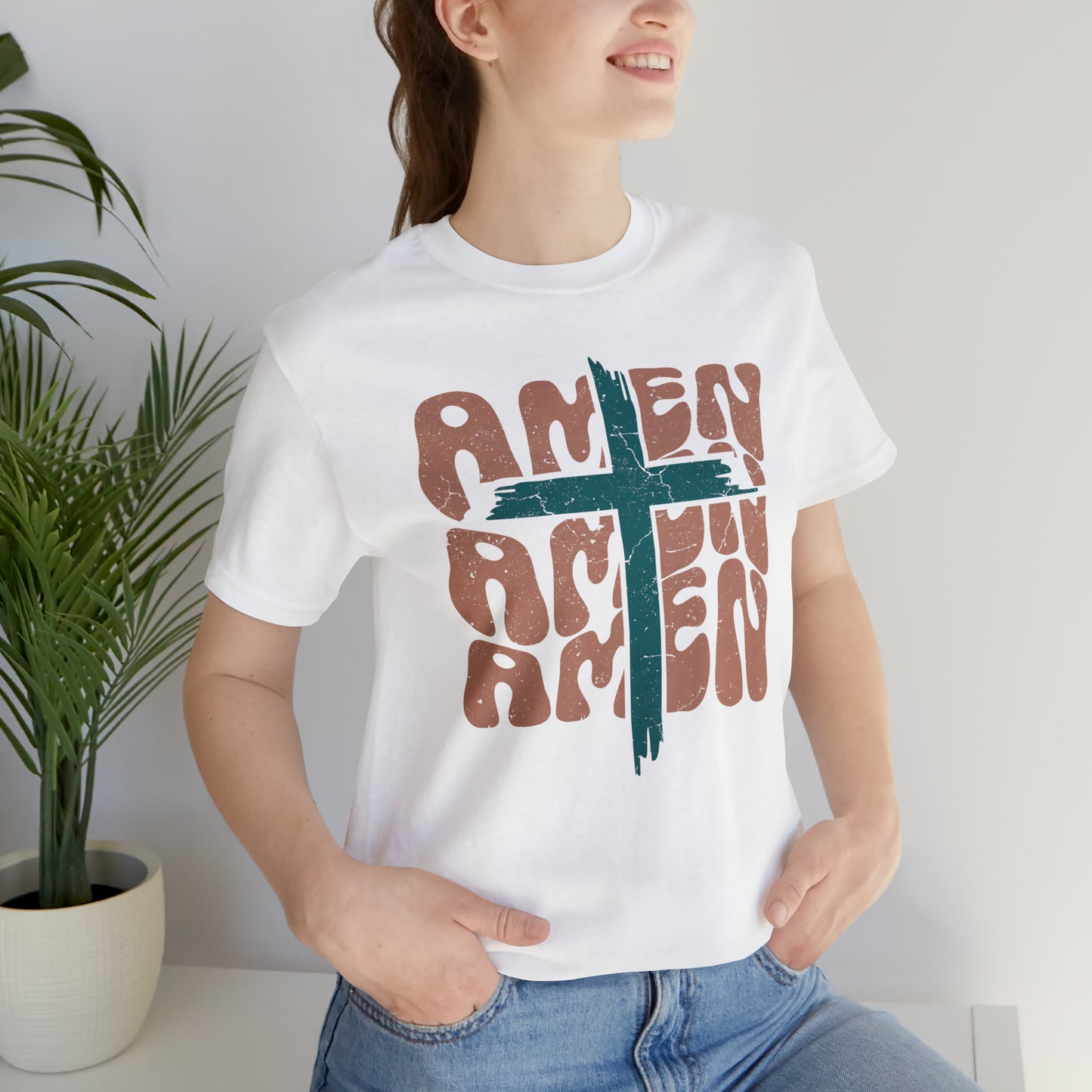 Amen Amen Amen with Cross Boho Color T-Shirt