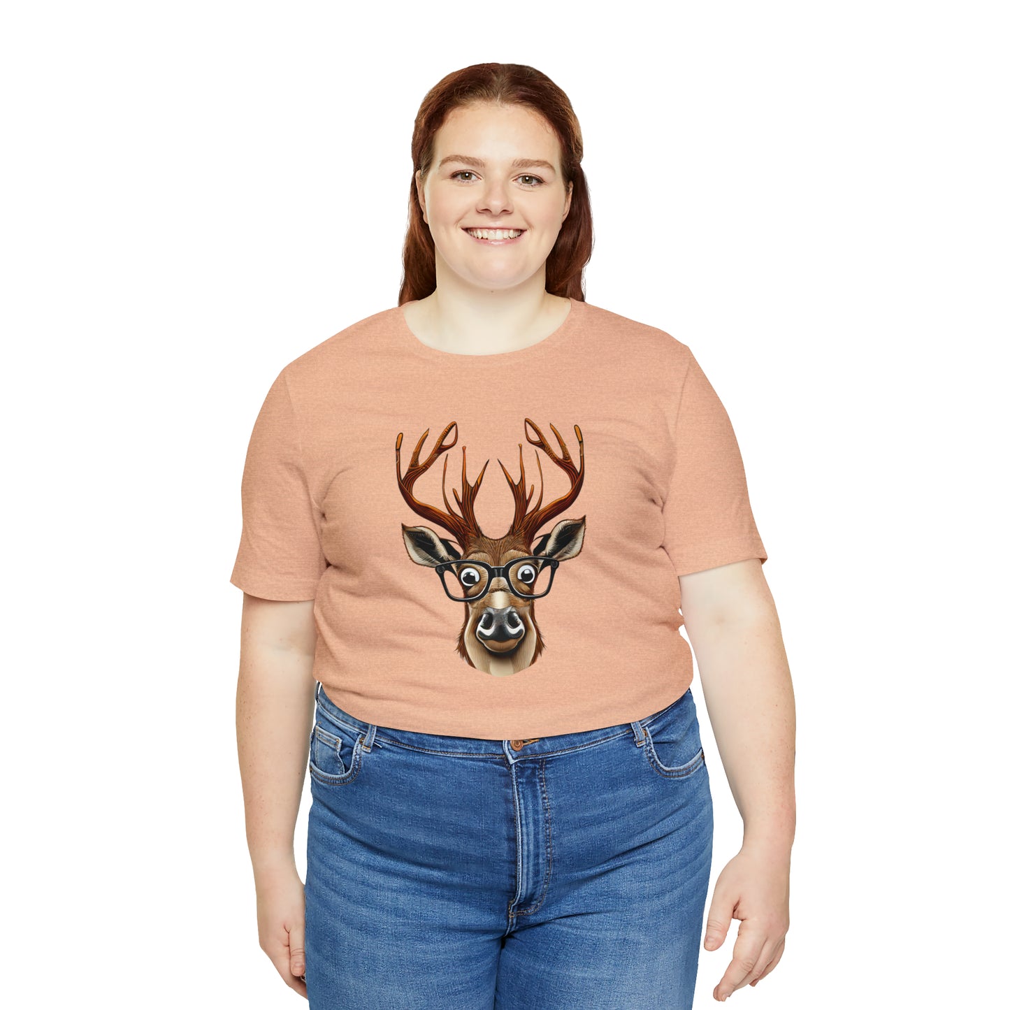 Deer/ Reindeer with Glasses Country and Christmas Unisex Jersey Short Sleeve Tee