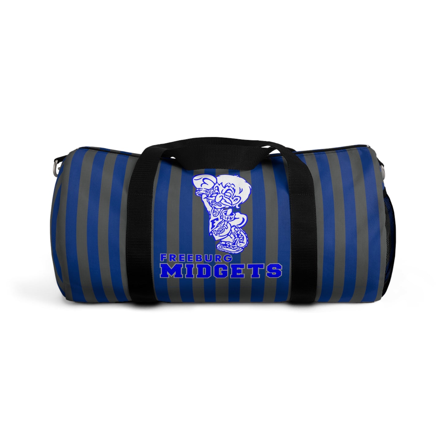 Freeburg Midgets Blue and Gray Striped Duffel Bag