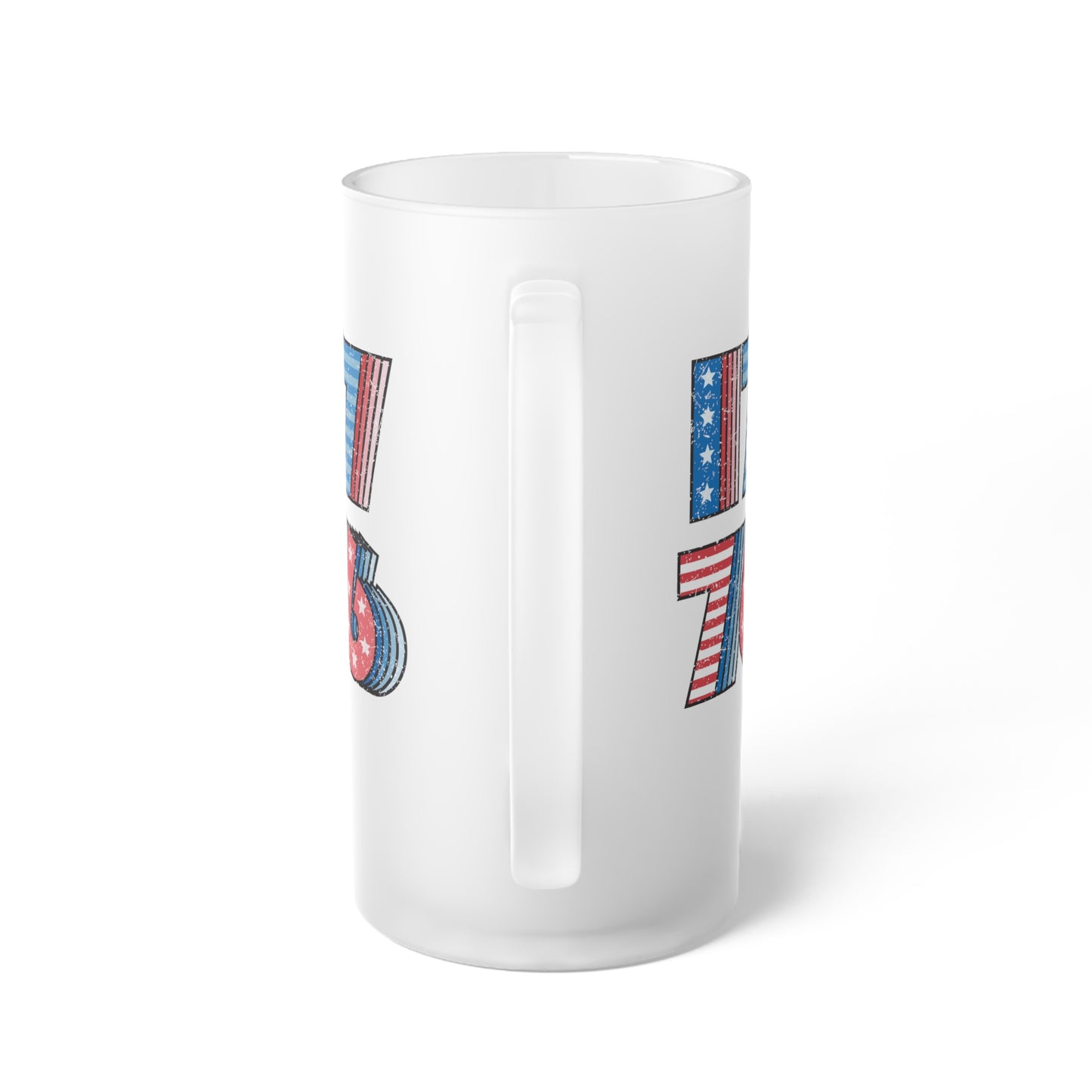 1776 United States / USA/ 4th of July Frosted Glass Beer Mug