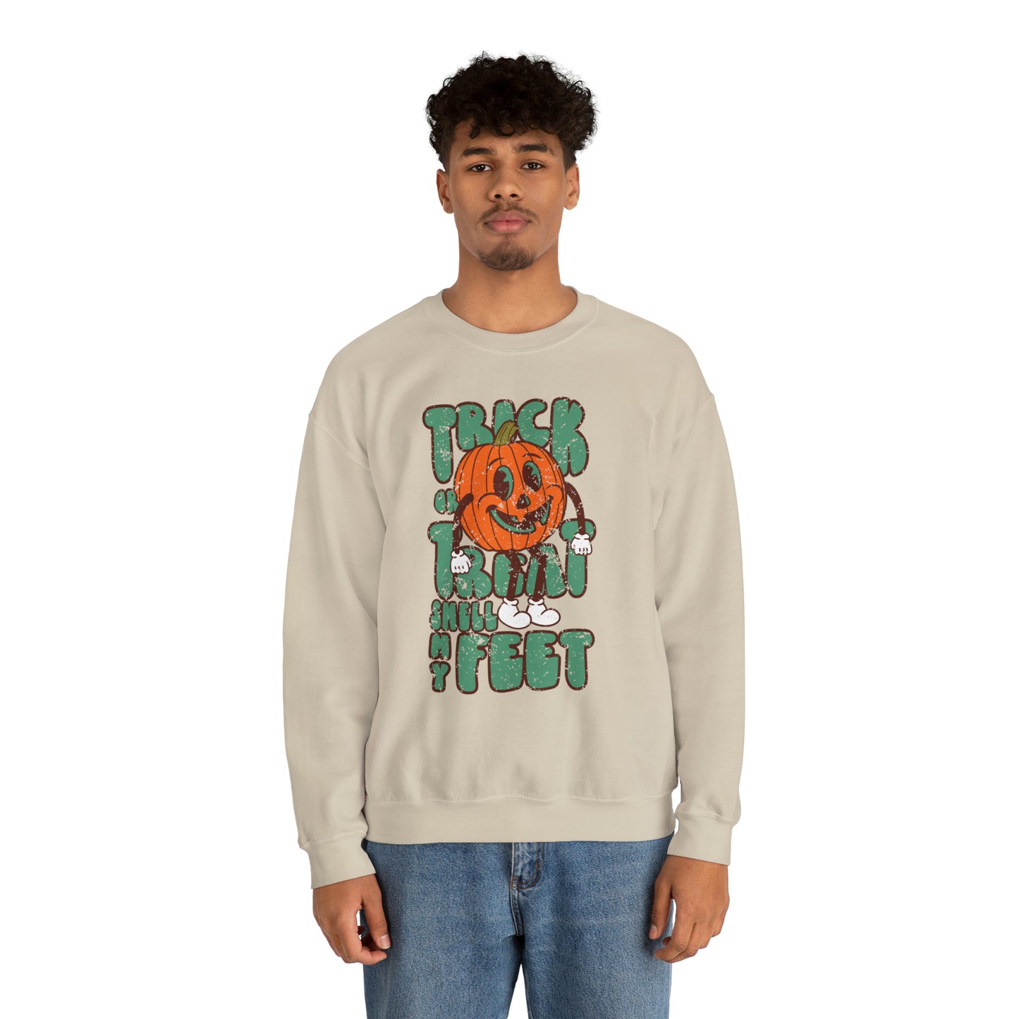 Distressed Trick or Treat Smell My Feet Heavy Blend™ Crewneck Sweatshirt