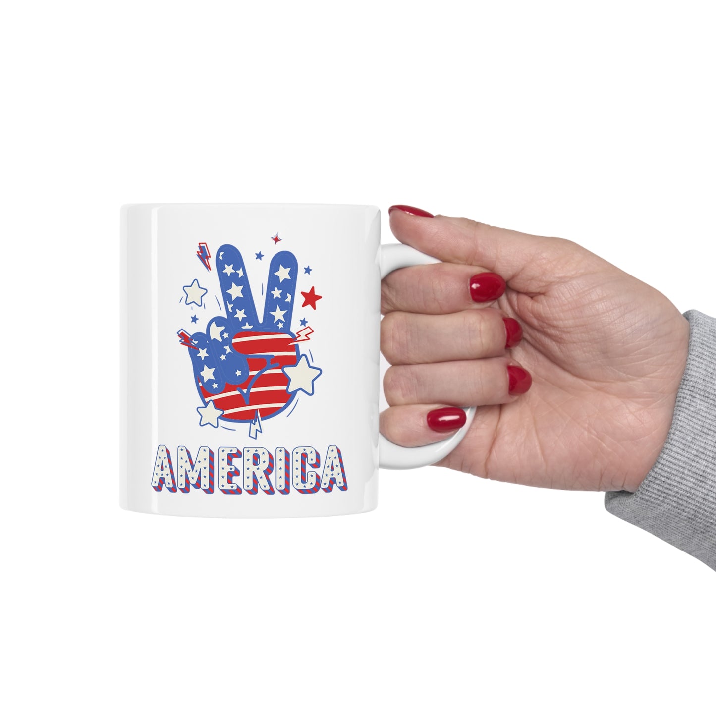 USA/ United States Peace Sign America Ceramic Mug 11oz