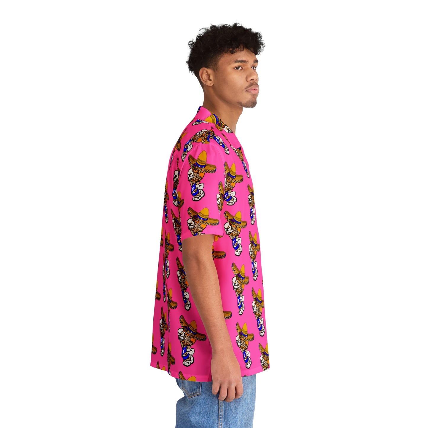 Freeburg Sombrero Midget Men's Hawaiian Shirt - Neon Pink