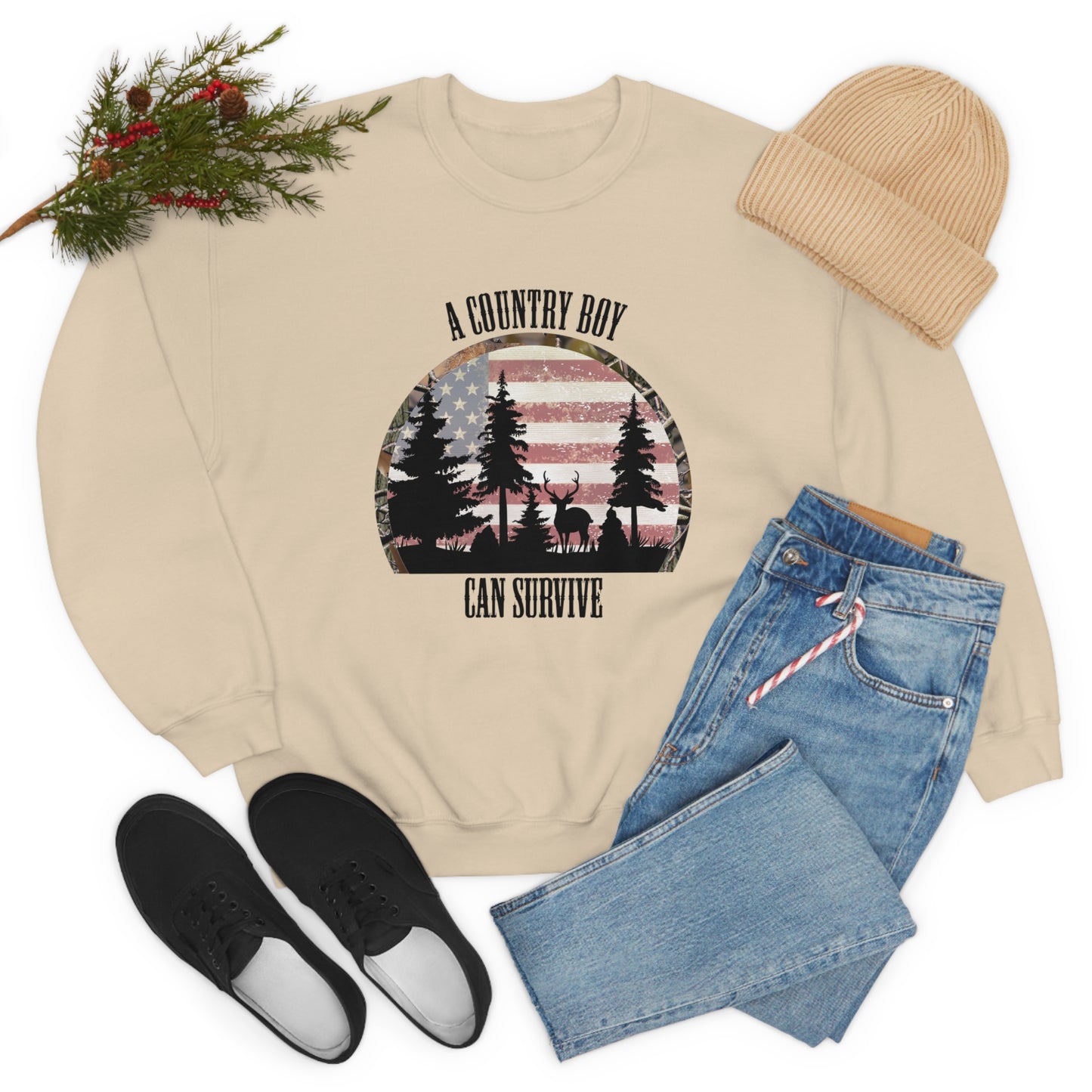 "A Country Boy Can Survive" - Unisex Heavy Blend™ Crewneck Sweatshirt