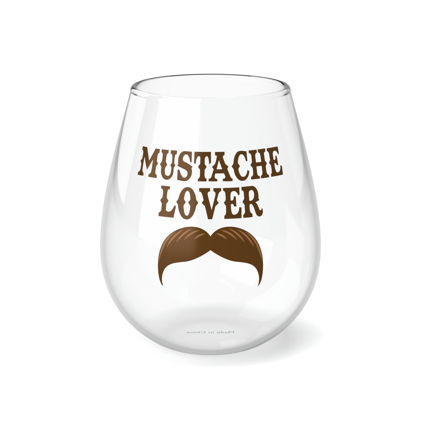 Mustache Lover Stemless Wine/ Glass, 11.75oz