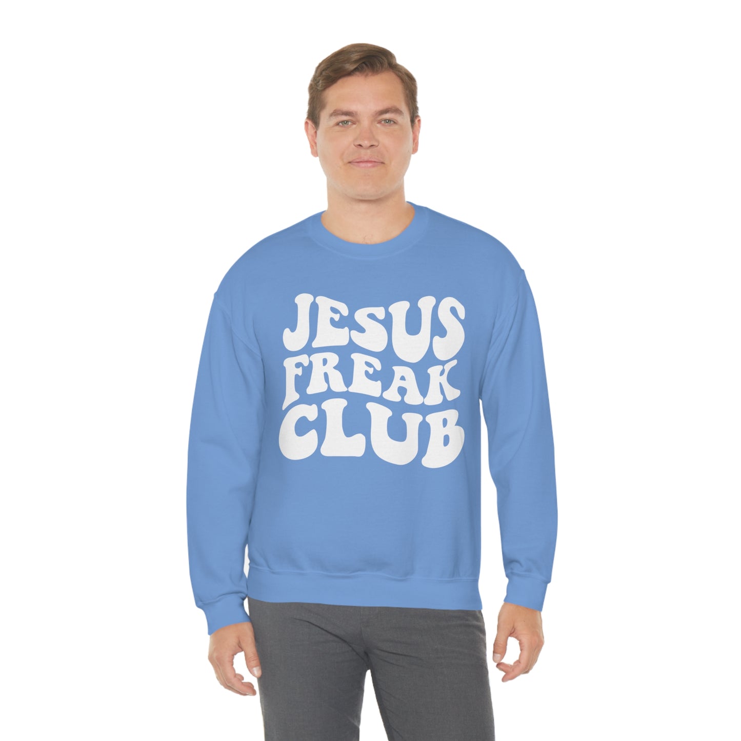 Vintage Jesus Freak Club White Logo Unisex Heavy Blend™ Crewneck Sweatshirt