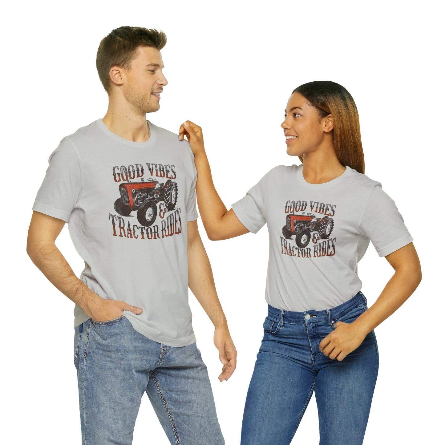 Vintage Good Vibes and Tractors Unisex Jersey Short Sleeve Tee