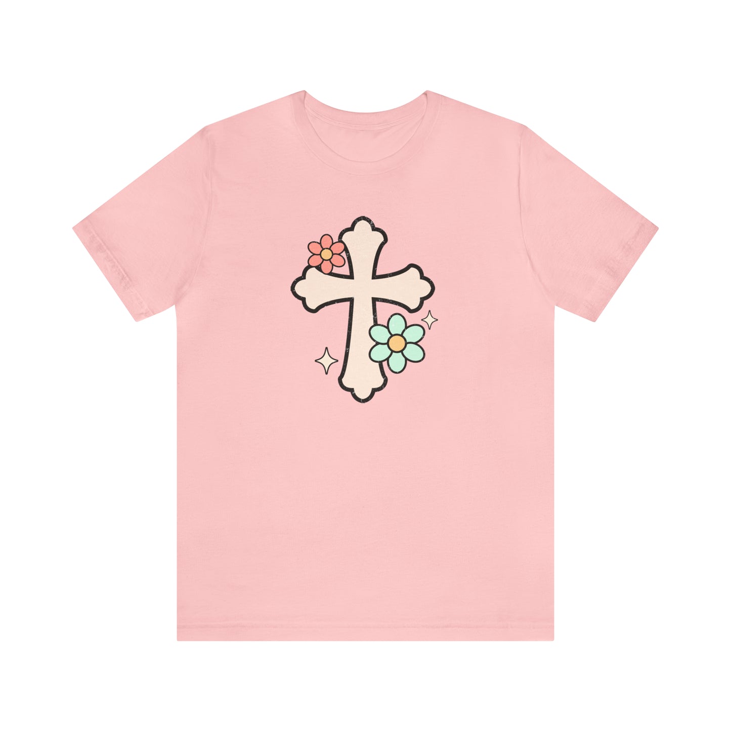 Vintage Floral Boho Cross T-Shirt