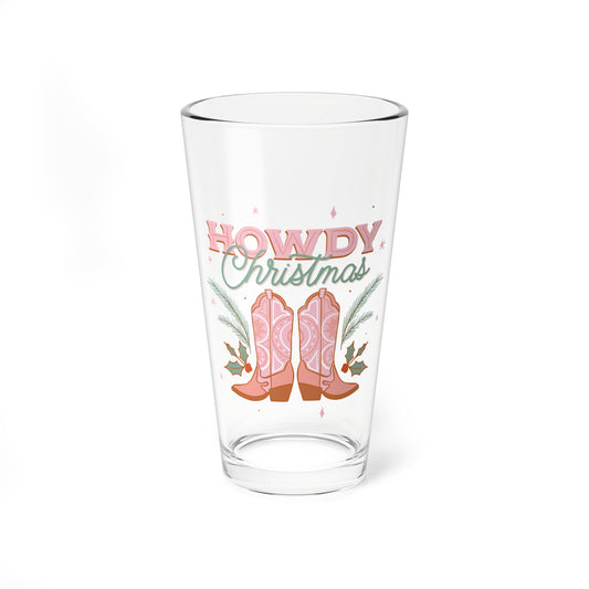 Pink Howdy Christmas Mixing Glass, 16oz