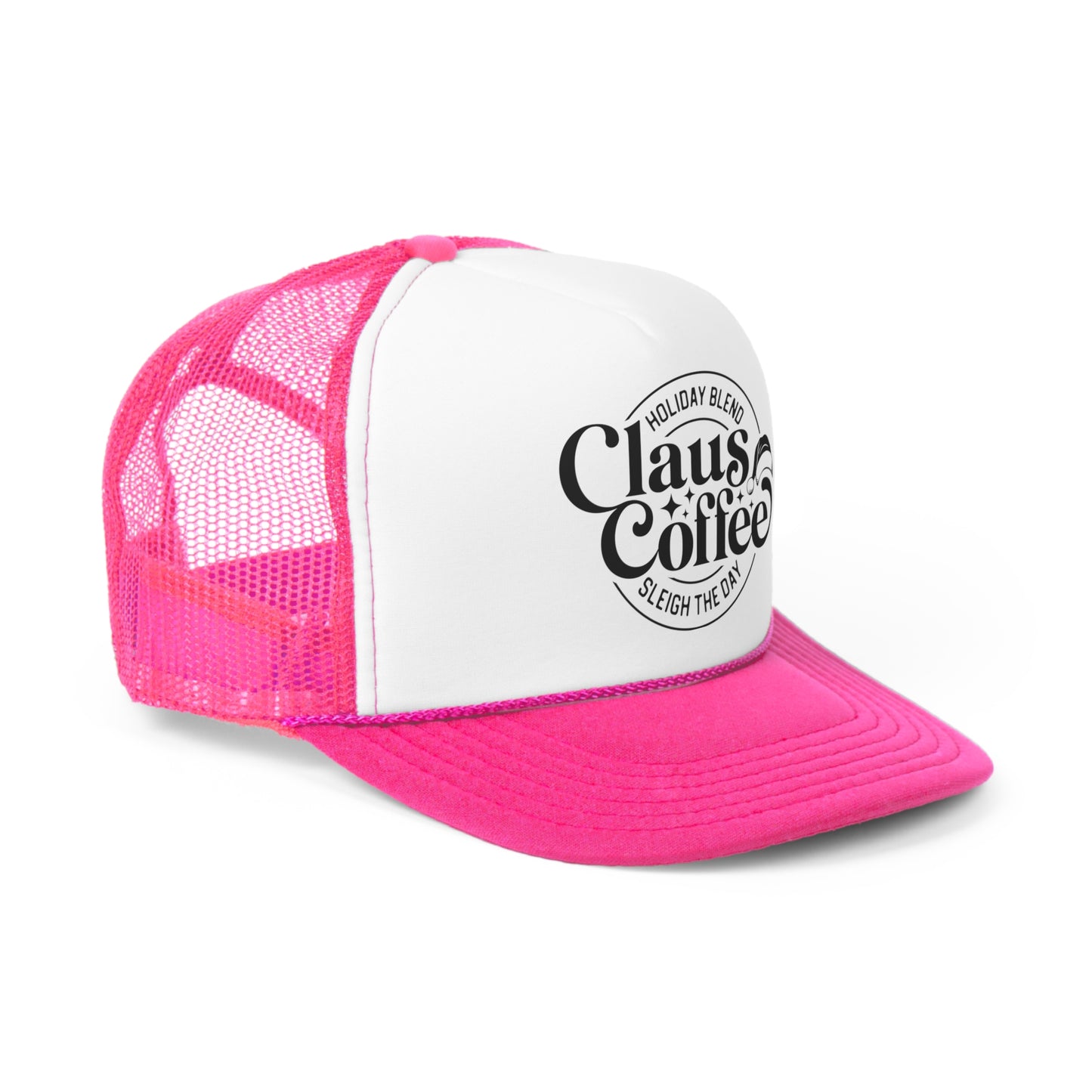 Claus Coffee Holiday Blend Sleigh All Day Christmas Holiday Tall Trucker Caps