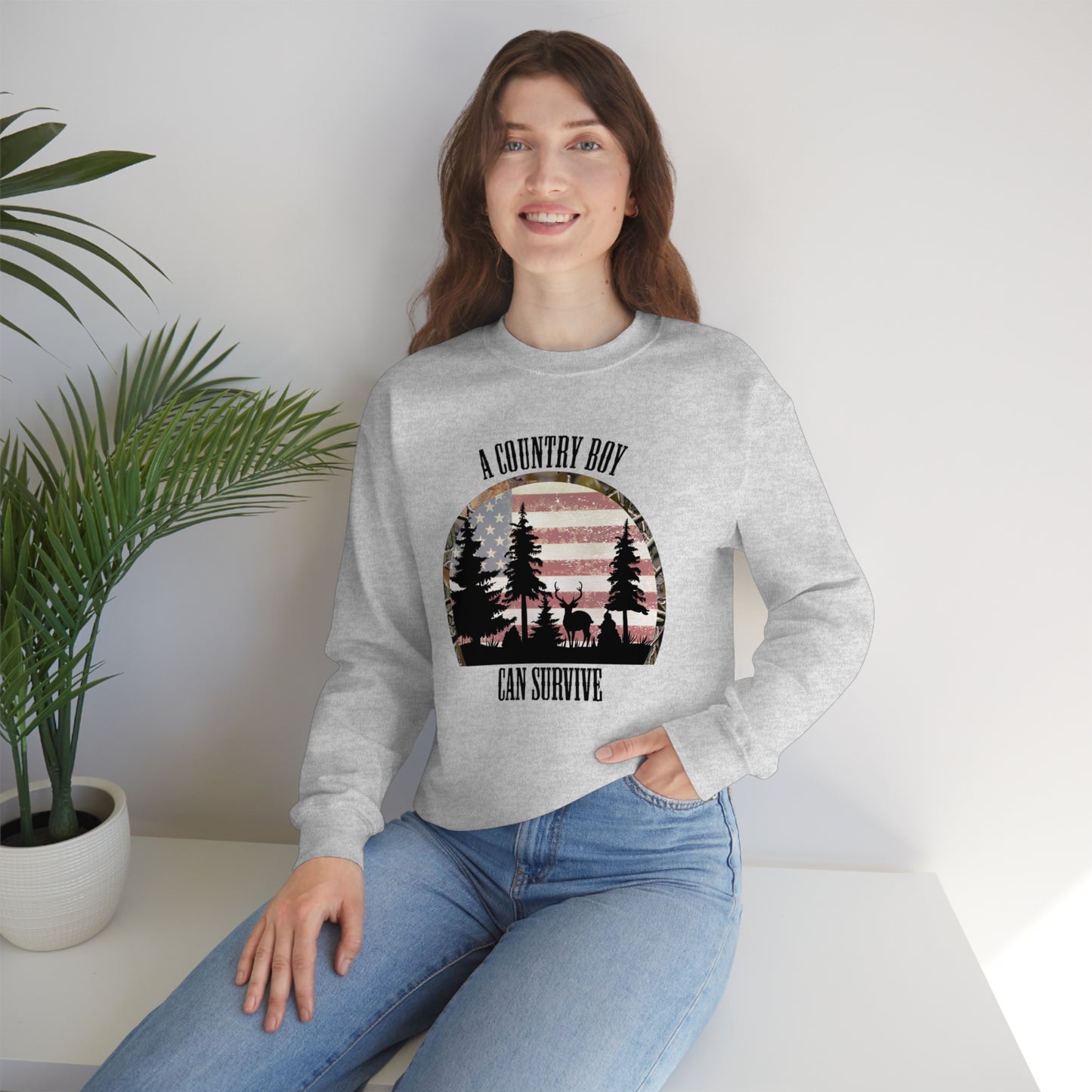 "A Country Boy Can Survive" - Unisex Heavy Blend™ Crewneck Sweatshirt